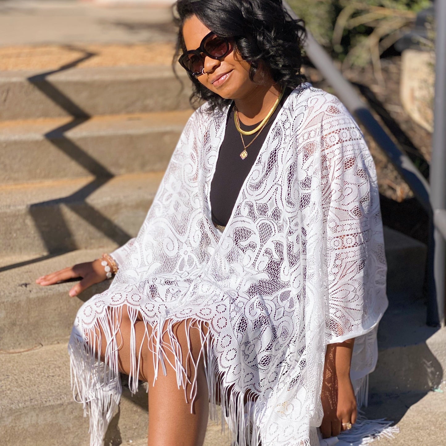 Elegant Lace Fringed Kimono by Ellisonyoung.com
