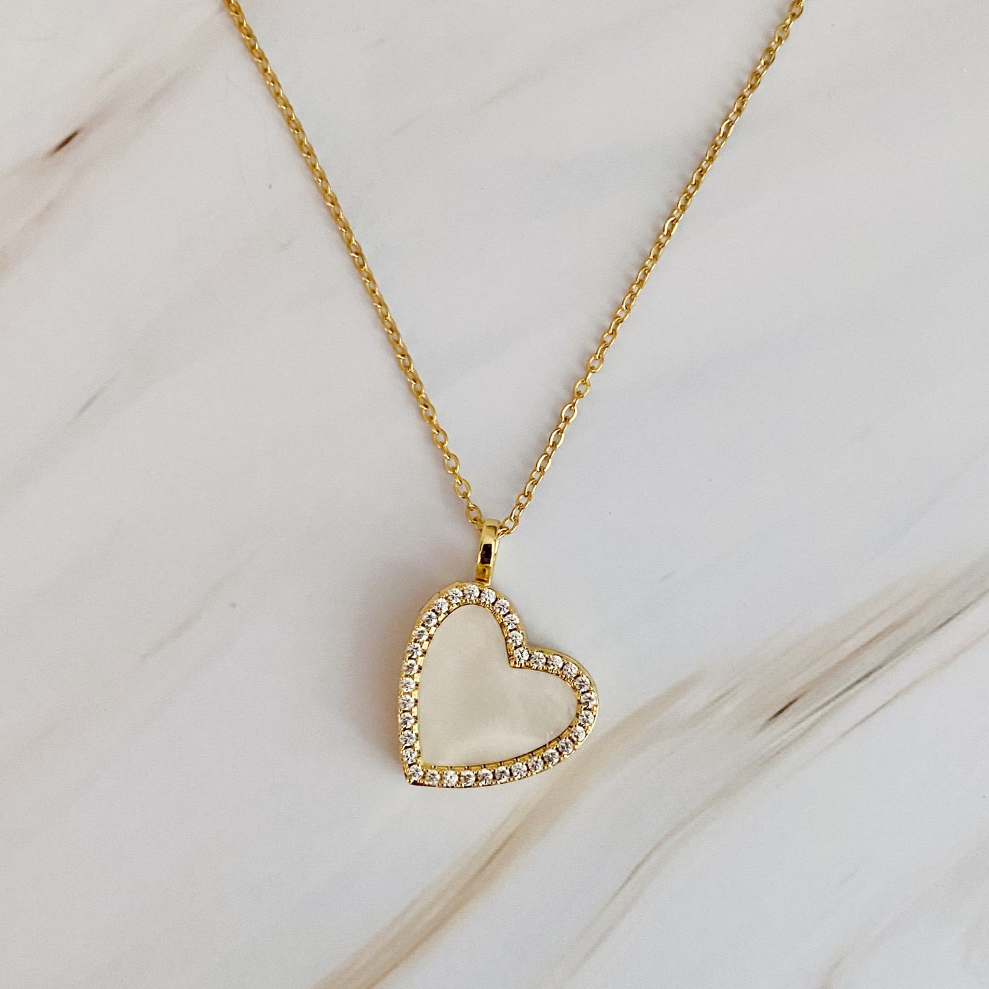 Shell Heart Locket Pendant Necklace by Ellisonyoung.com