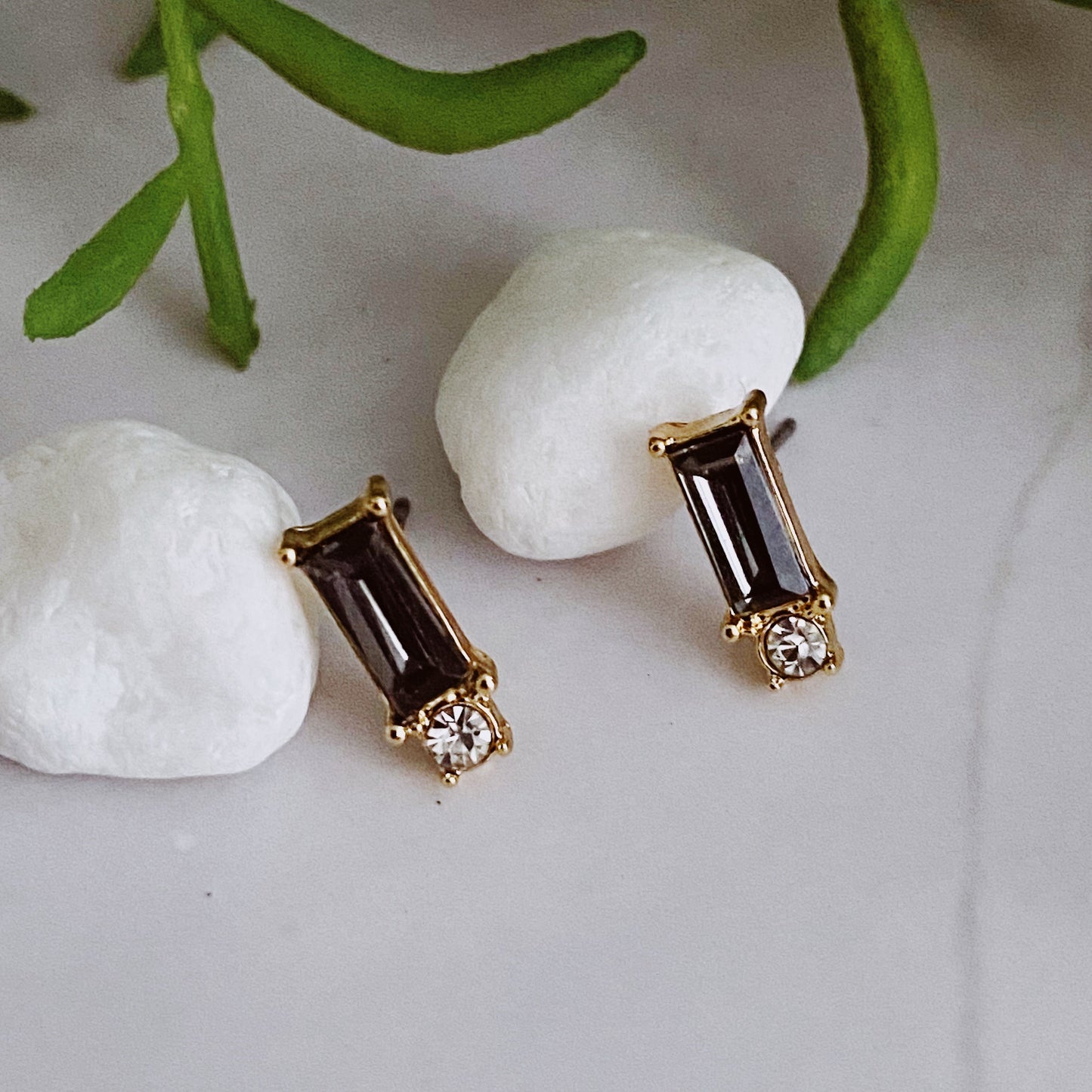 Baguette Cut Stone Stud Earrings by Ellisonyoung.com