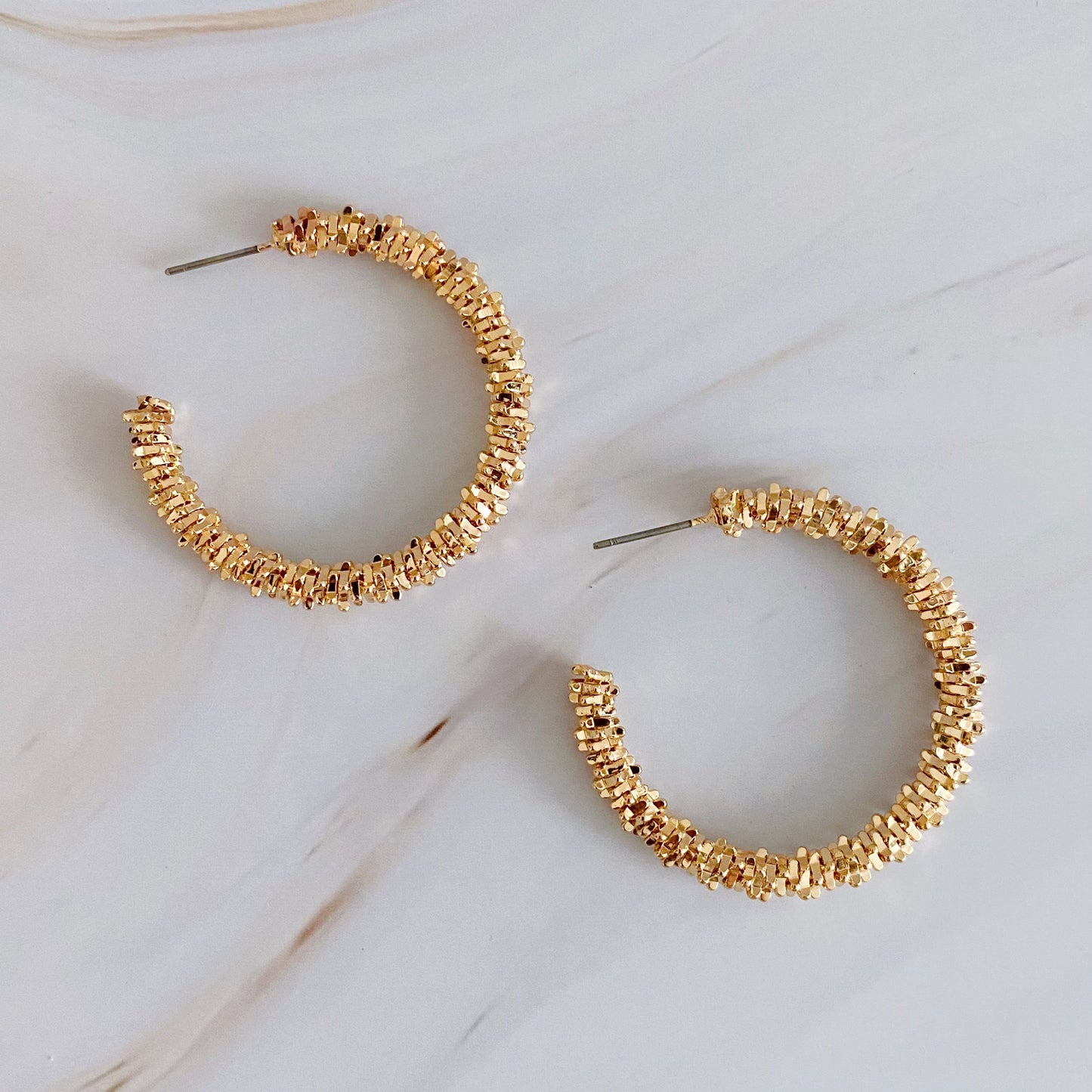 Golden Pebbles Hoop Earrings by Ellisonyoung.com