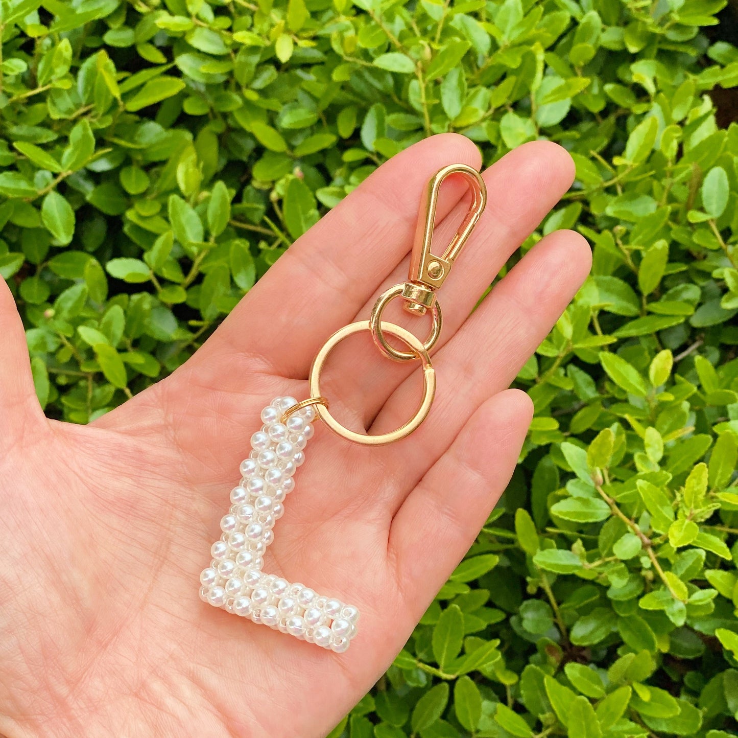 Hand Knitted Retro Pearl Initial Key Chain by Ellisonyoung.com