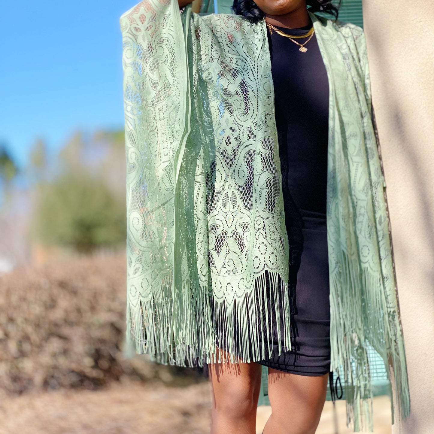 Elegant Lace Fringed Kimono by Ellisonyoung.com