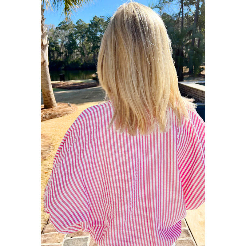 Color-block V Neck Pullover Top For Women