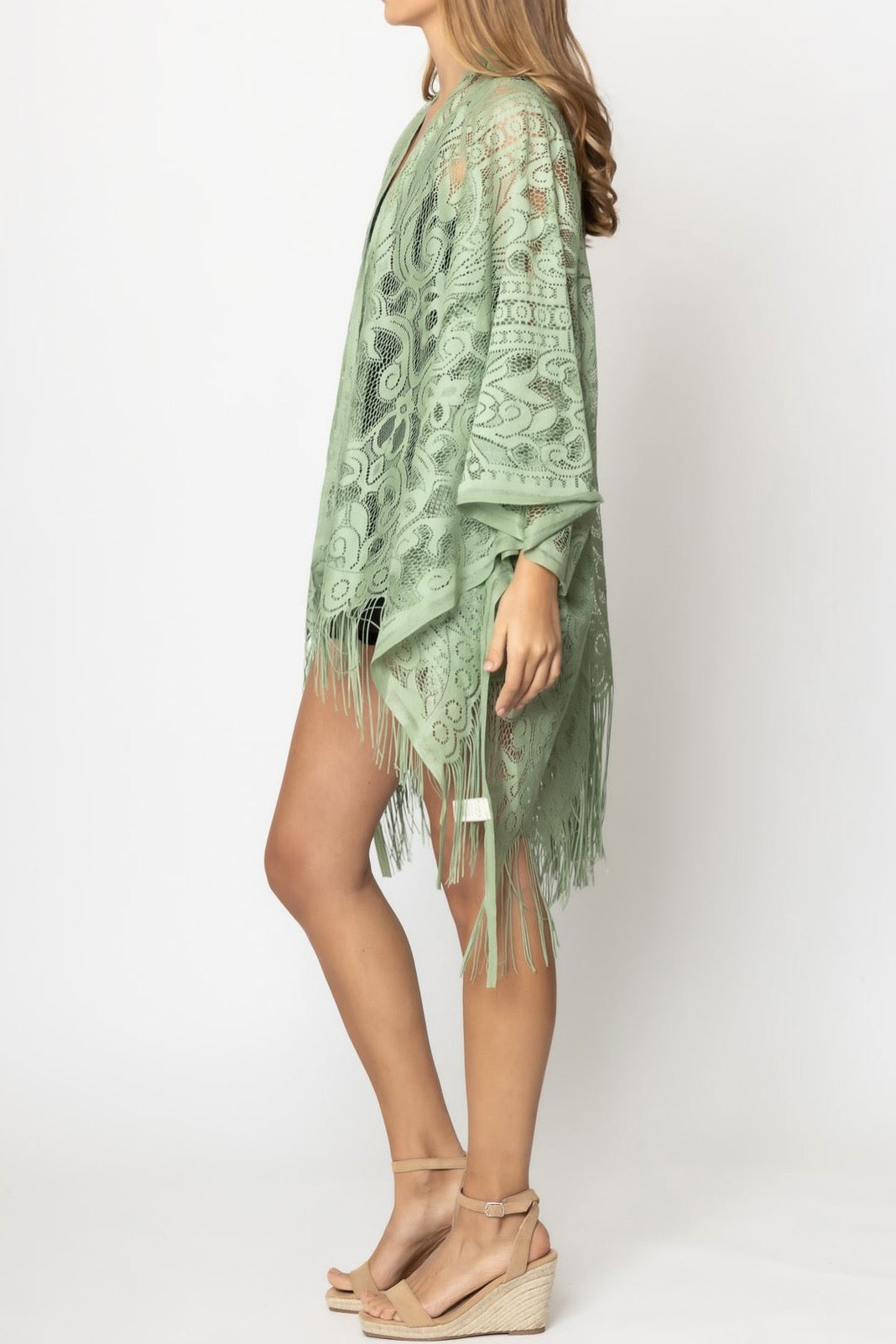 Elegant Lace Fringed Kimono by Ellisonyoung.com