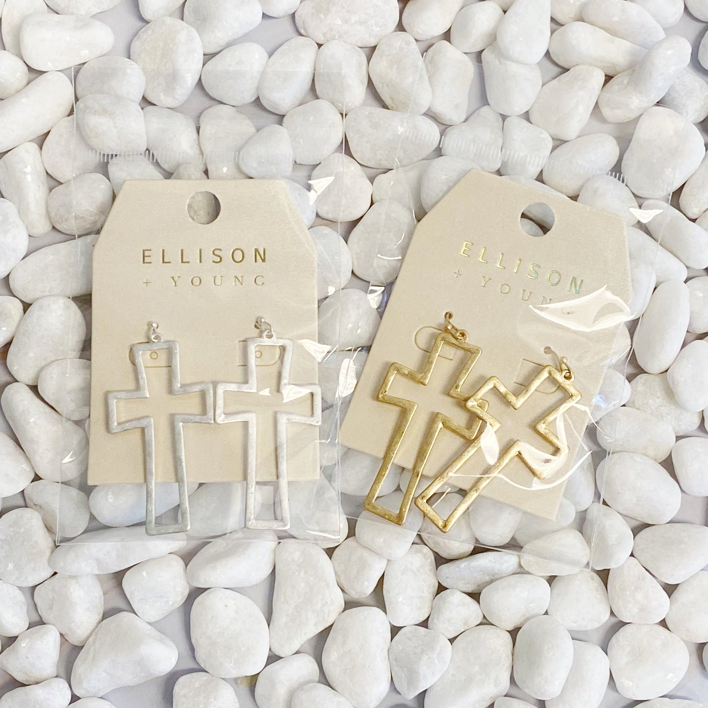 Dangle Cross Outlined Earrings by Ellisonyoung.com