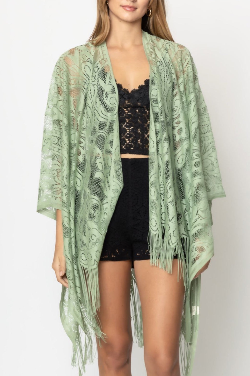 Elegant Lace Fringed Kimono by Ellisonyoung.com