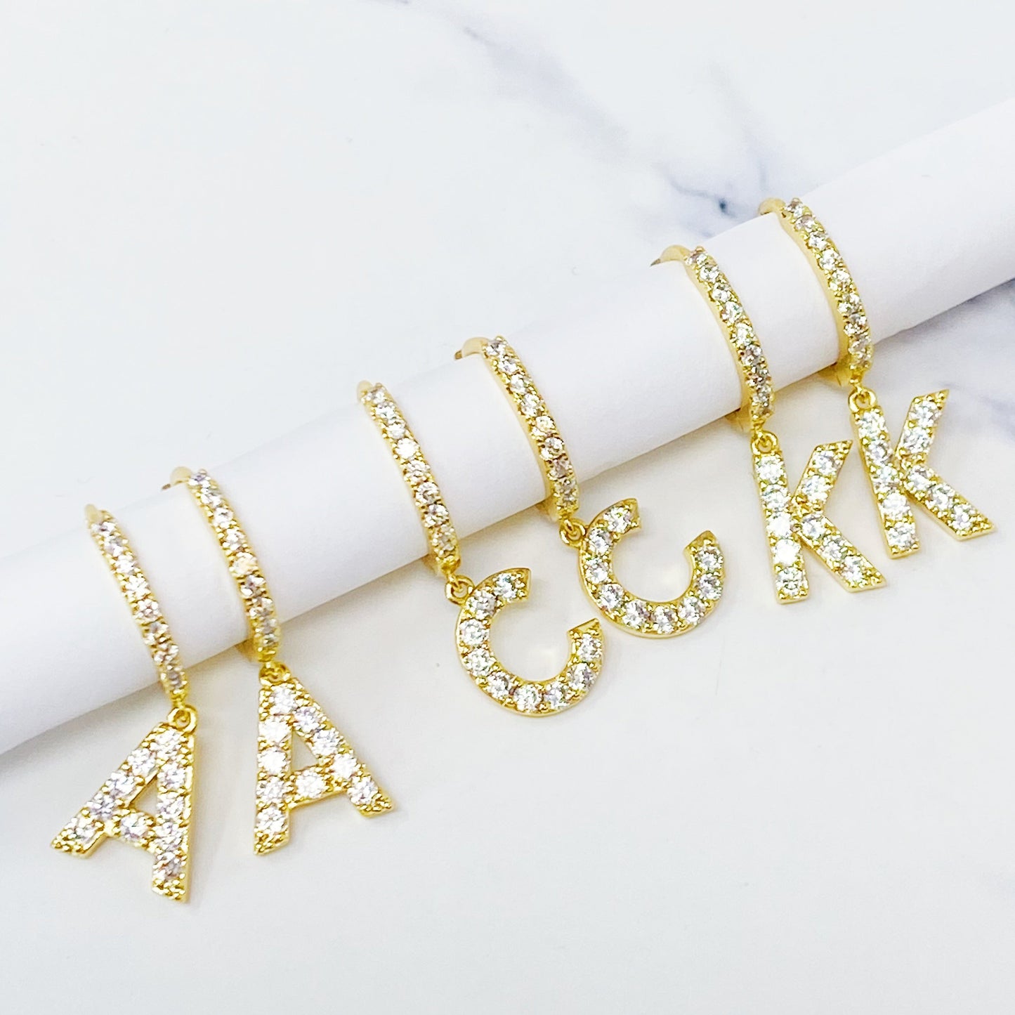 Crystal Initial Drop Earrings by Ellisonyoung.com