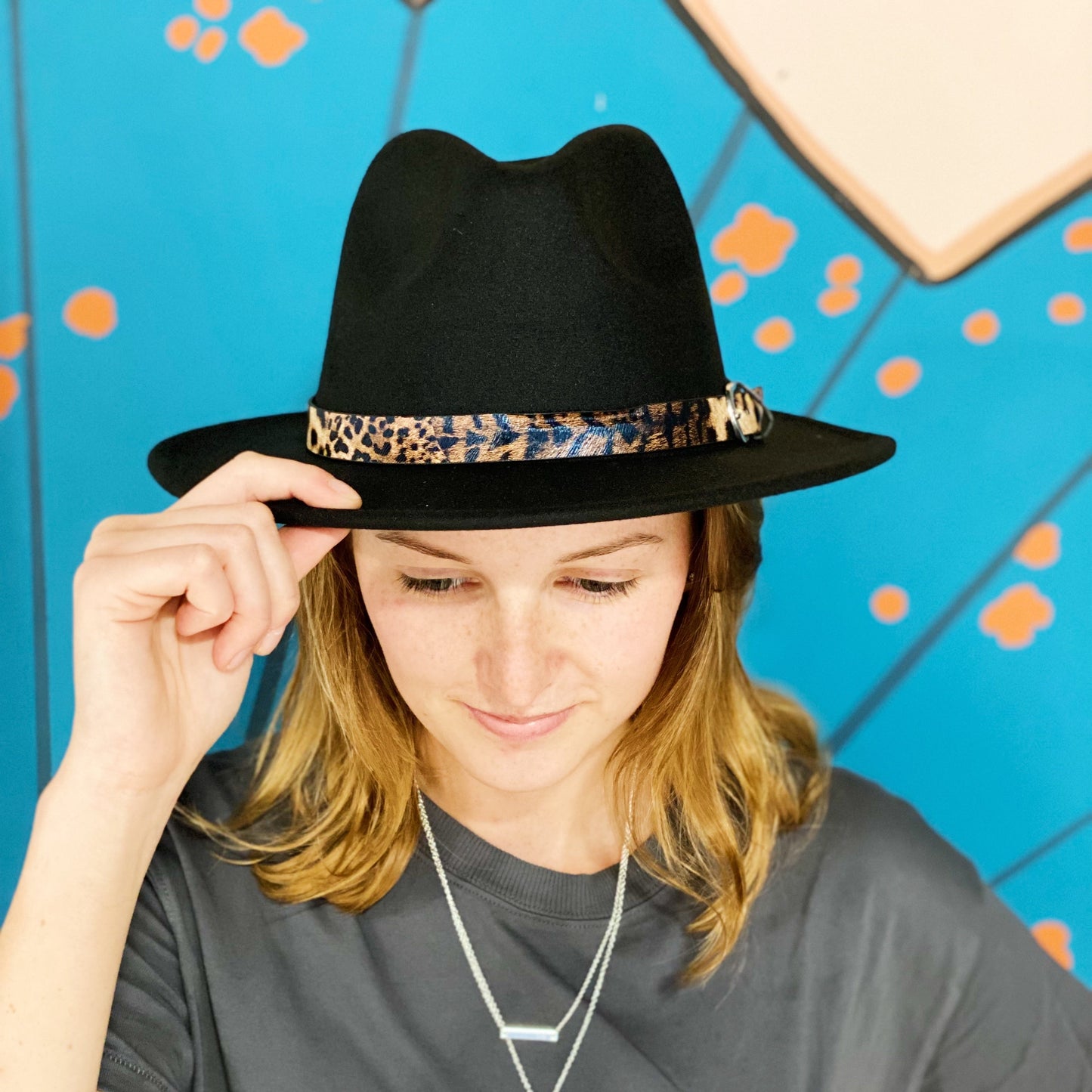 Leopard Band Fedora Hat by Ellisonyoung.com