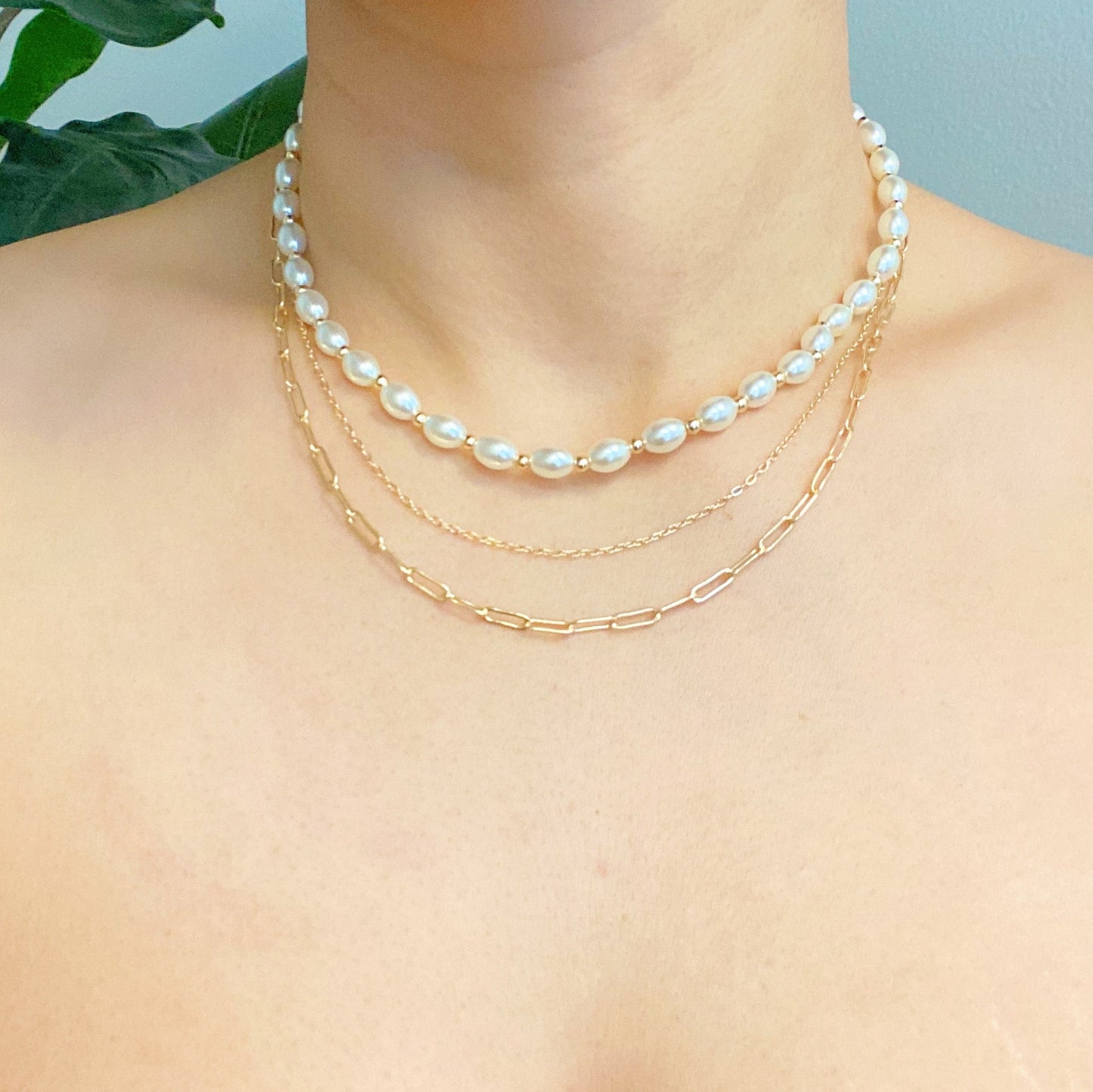 Layered Pearl And Chain Necklace by Ellisonyoung.com