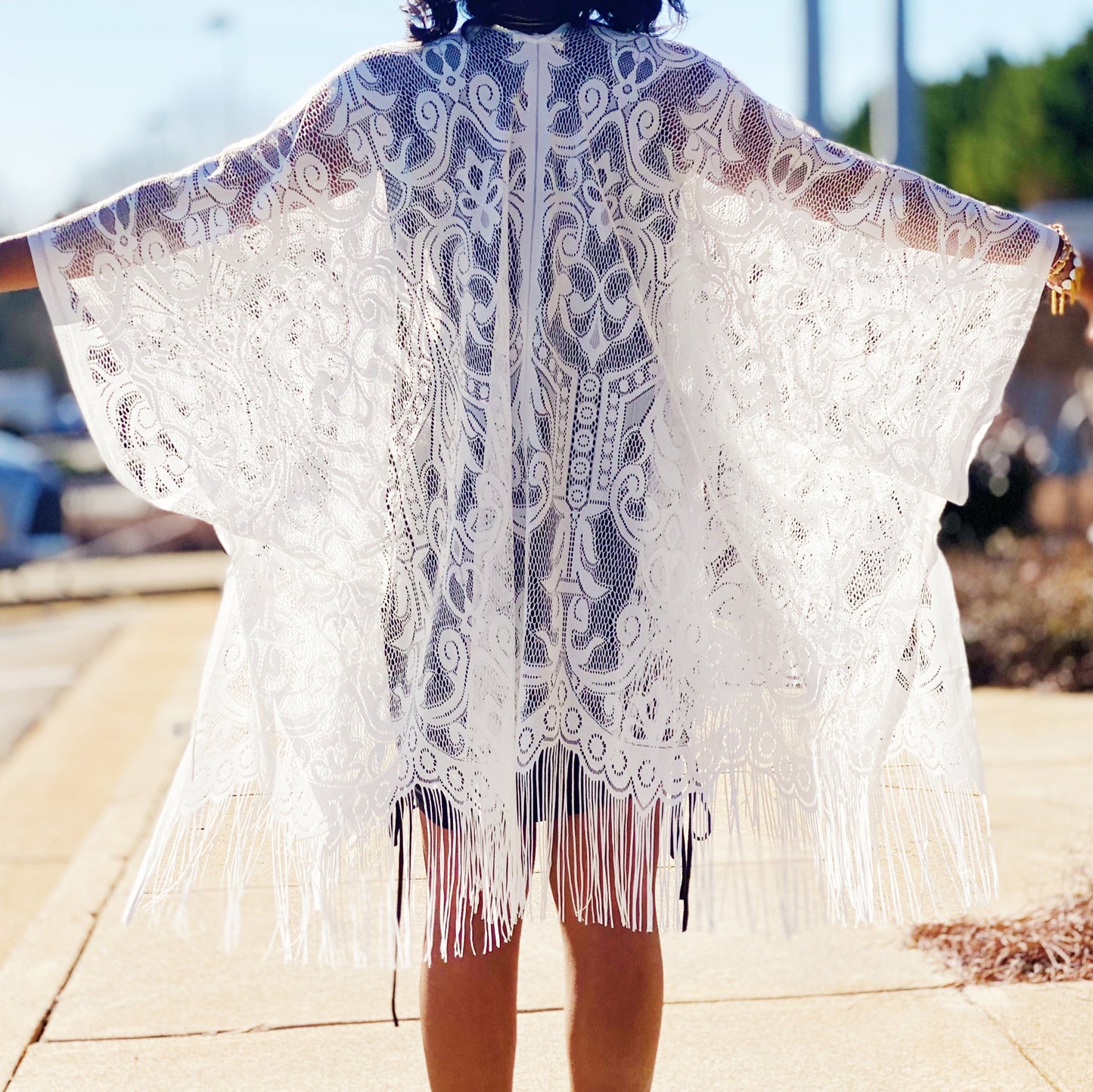 Elegant Lace Fringed Kimono by Ellisonyoung.com