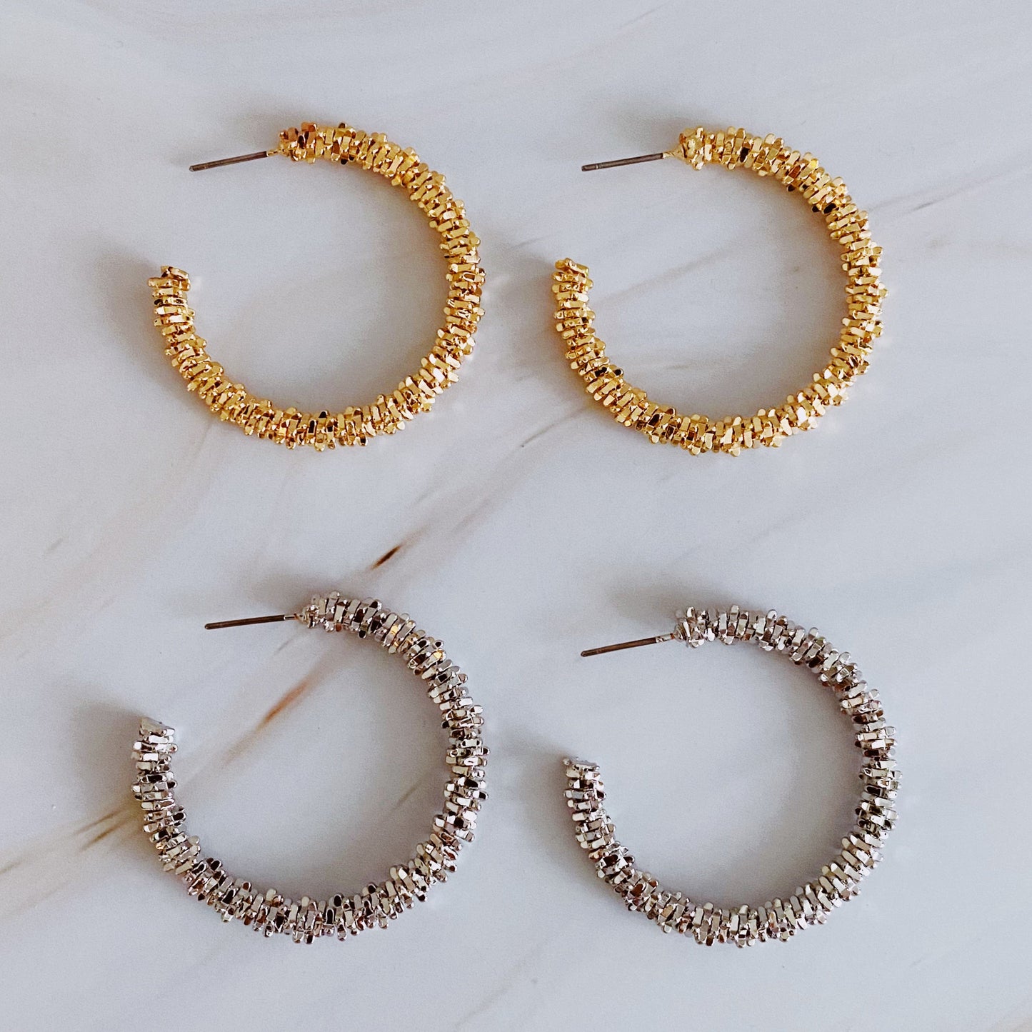 Golden Pebbles Hoop Earrings by Ellisonyoung.com