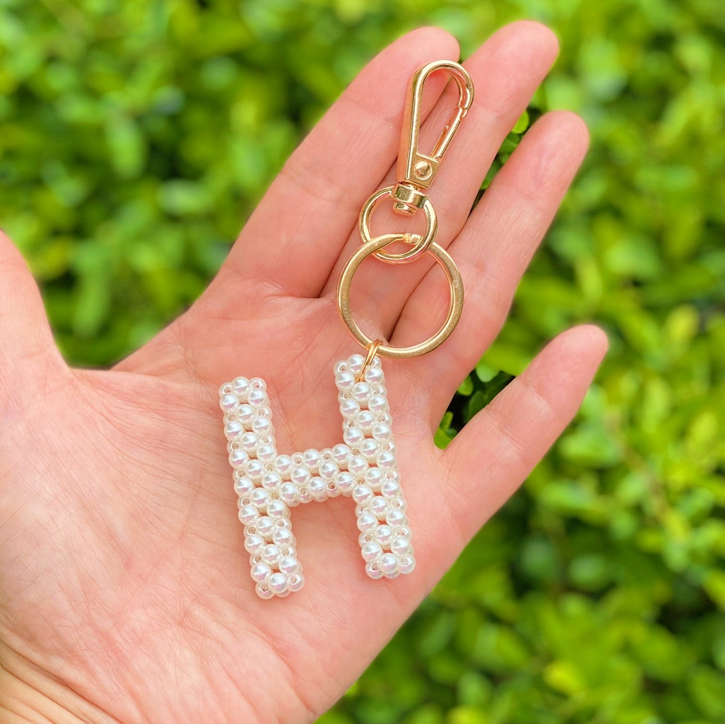 Hand Knitted Retro Pearl Initial Key Chain by Ellisonyoung.com