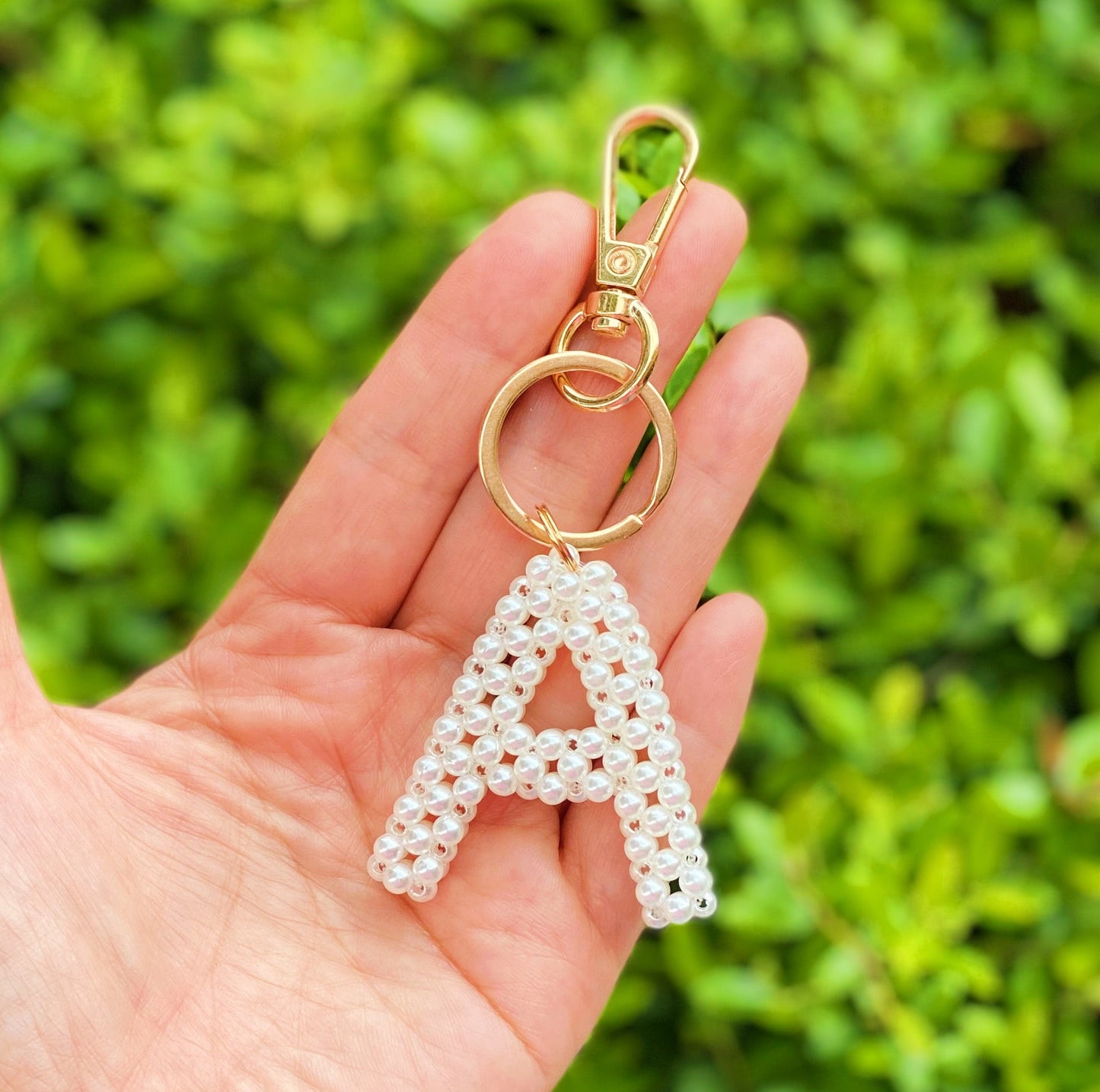 Hand Knitted Retro Pearl Initial Key Chain by Ellisonyoung.com