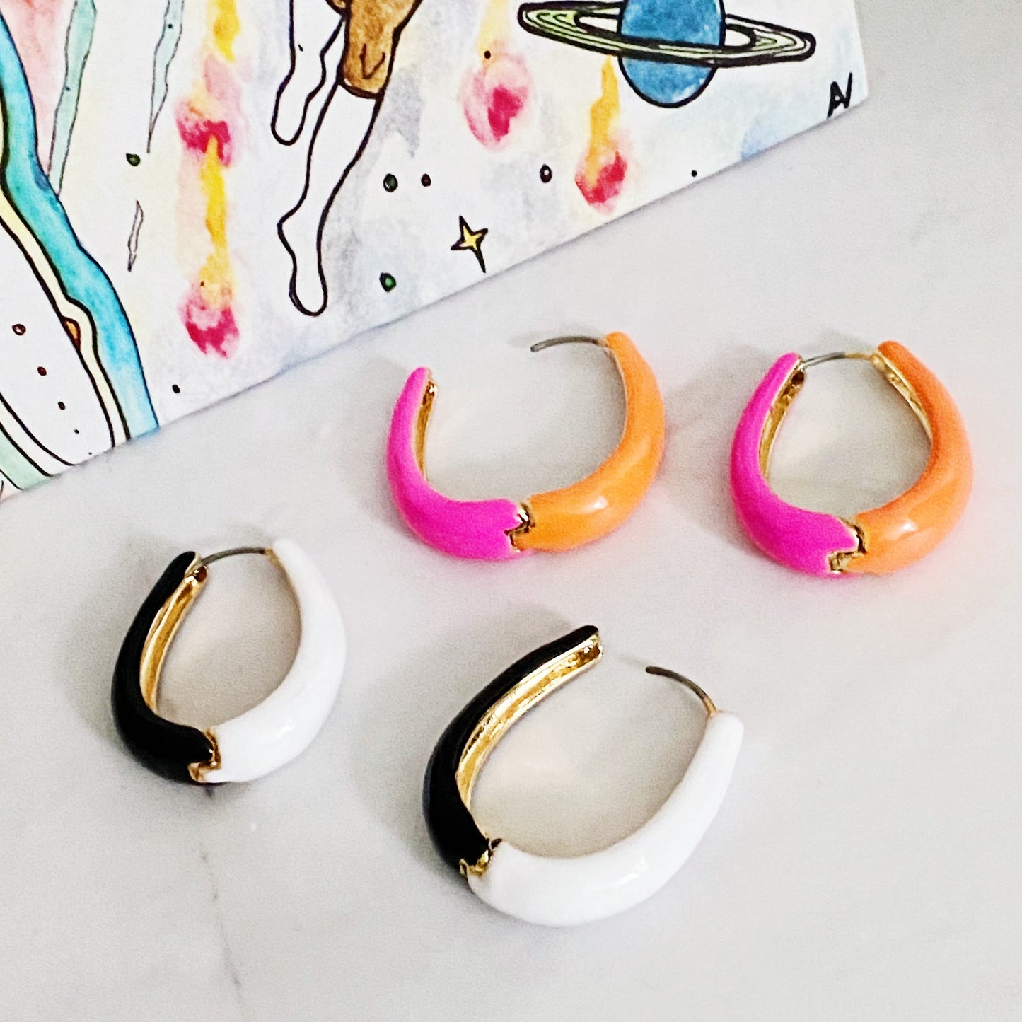 Two Toned Reversible Hoop Earrings by Ellisonyoung.com