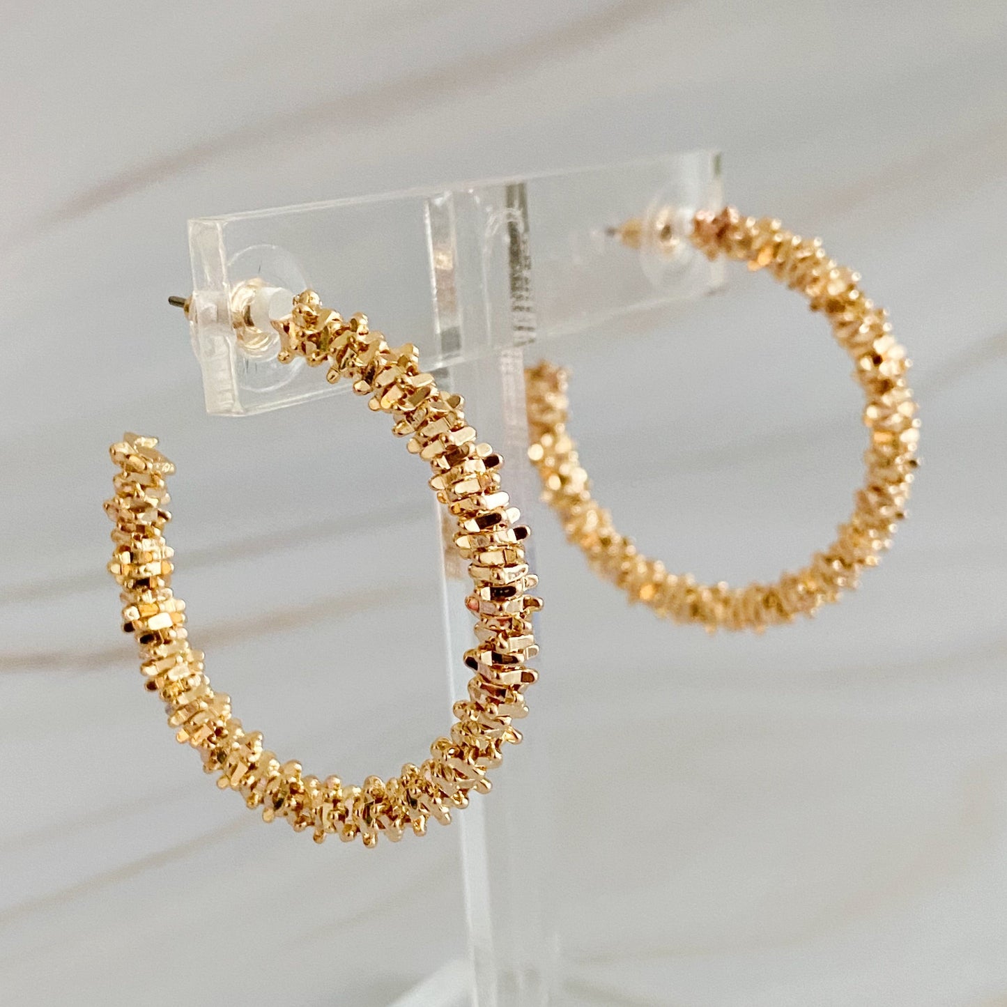 Golden Pebbles Hoop Earrings by Ellisonyoung.com