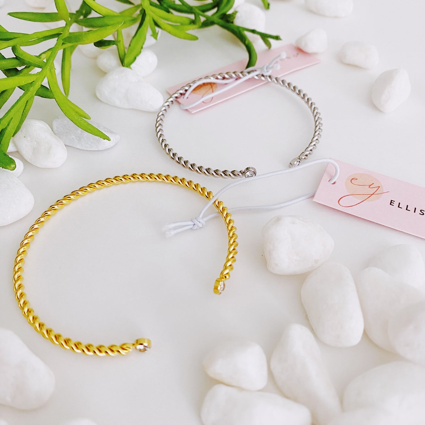Slim And Cabled Open Bangle Bracelet by Ellisonyoung.com