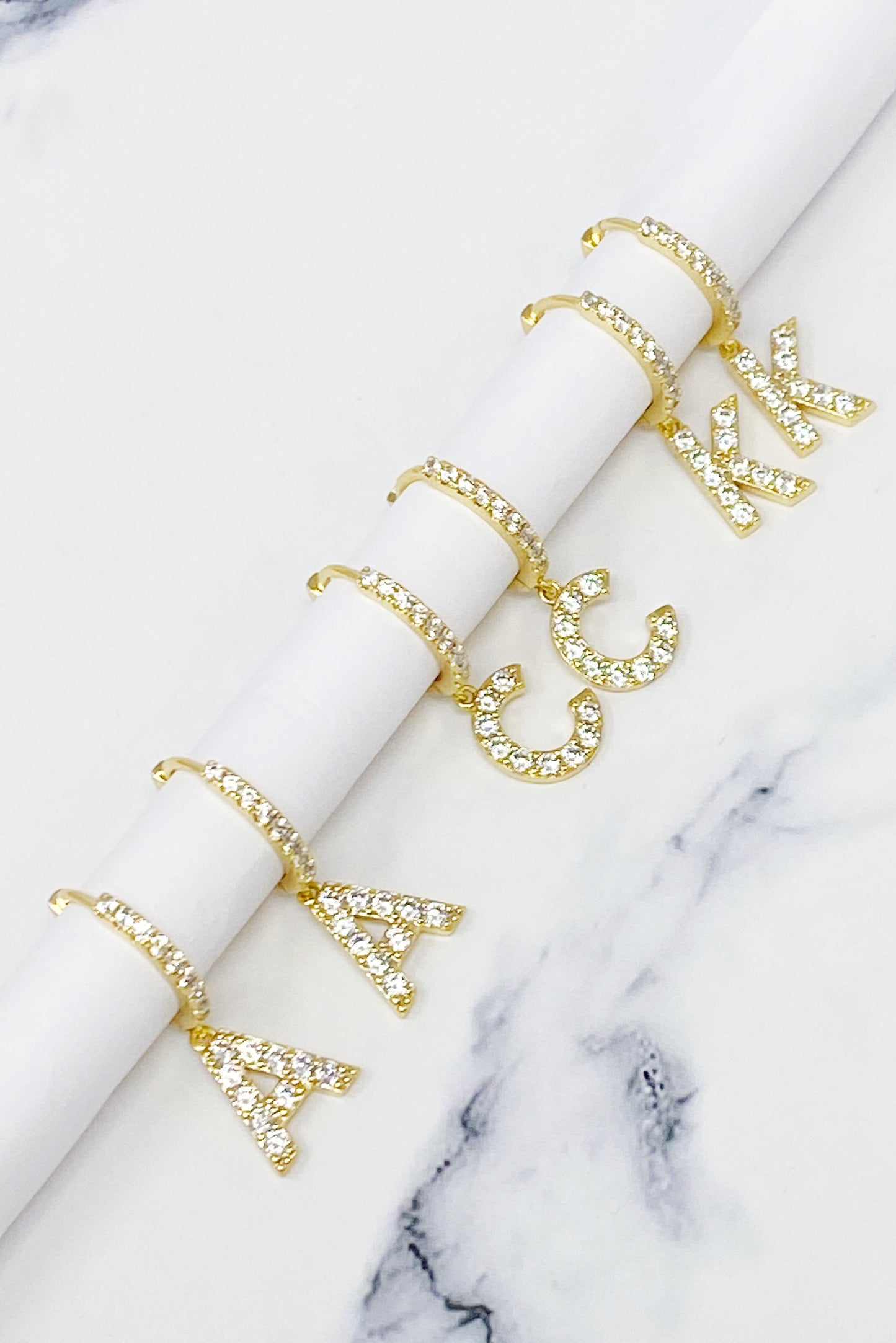 Crystal Initial Drop Earrings by Ellisonyoung.com