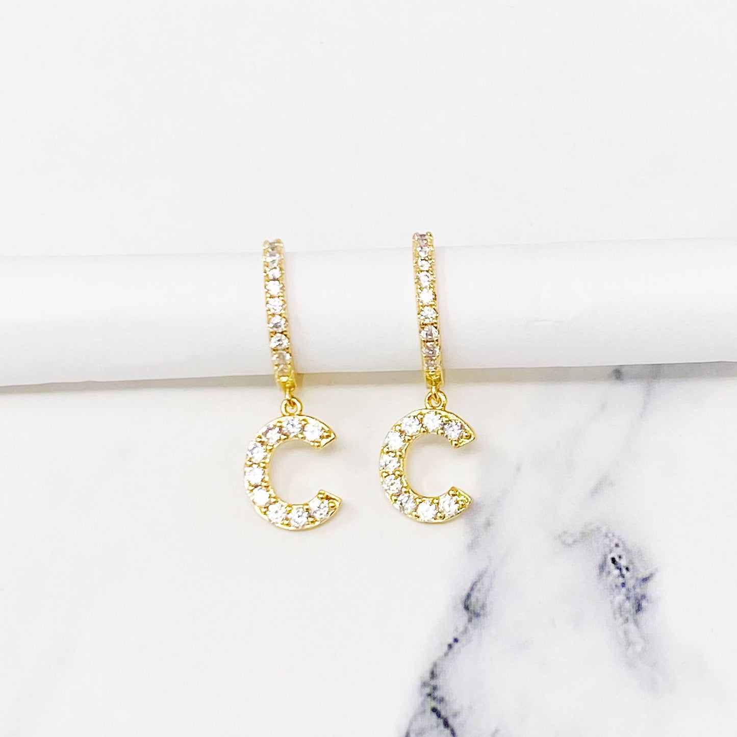Crystal Initial Drop Earrings by Ellisonyoung.com