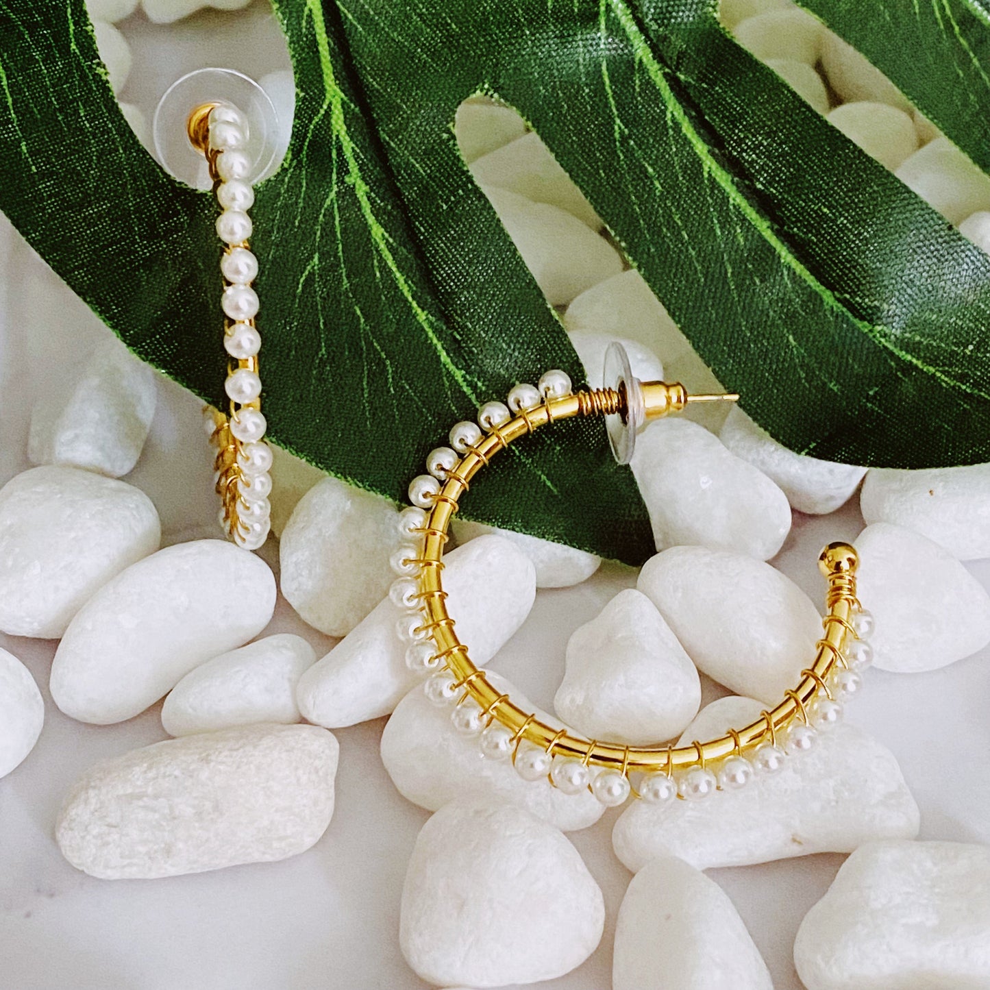Precious Pearl Bead Hoop Earrings by Ellisonyoung.com