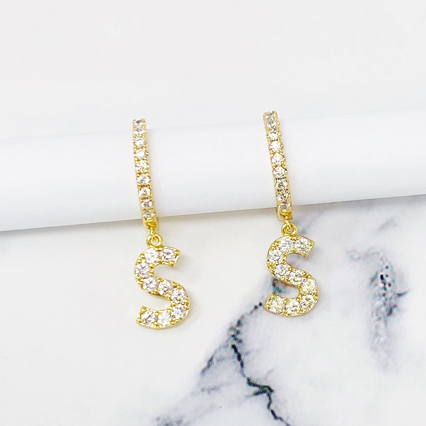 Crystal Initial Drop Earrings by Ellisonyoung.com