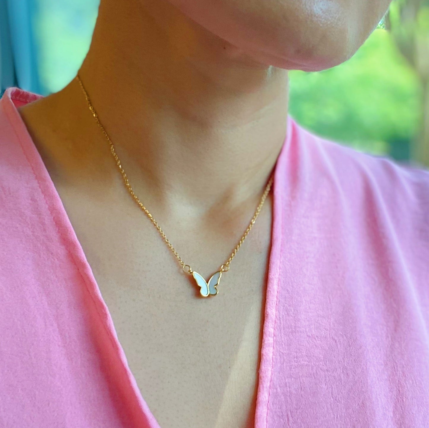 Golden Shell Butterfly Necklace by Ellisonyoung.com