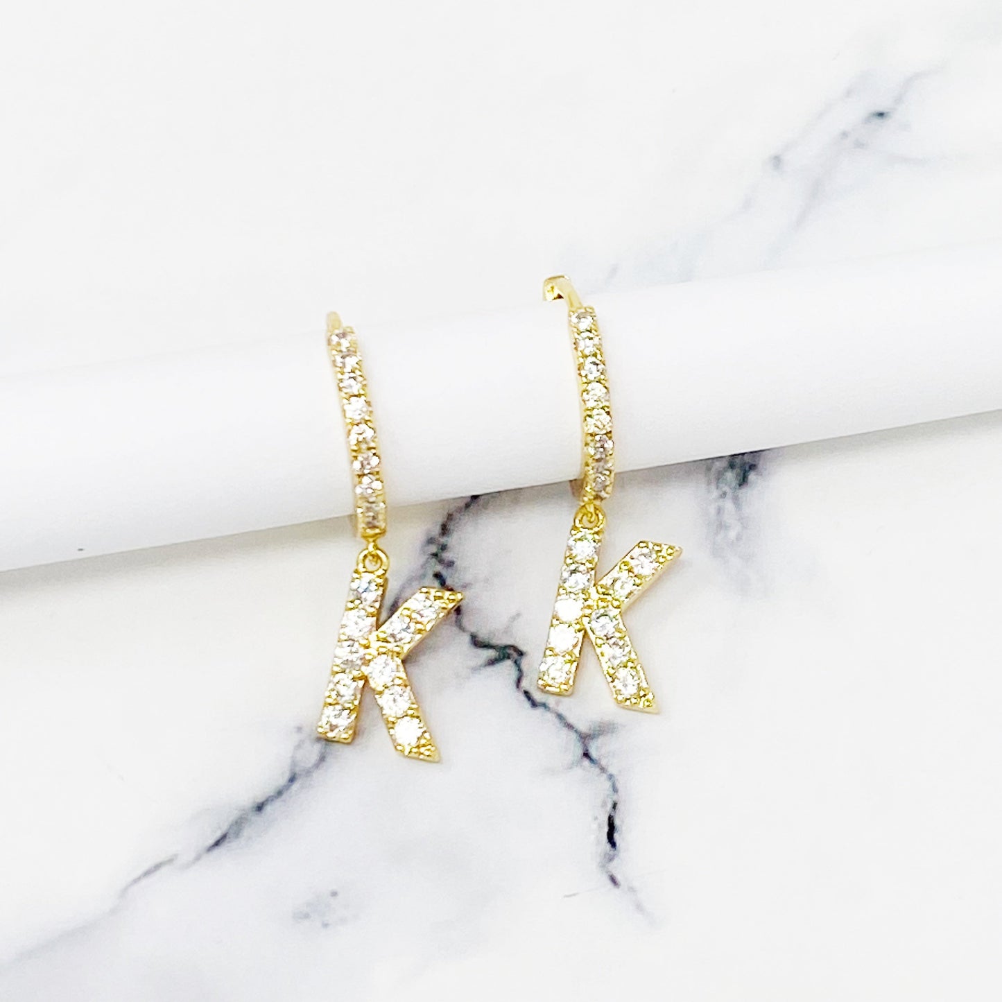 Crystal Initial Drop Earrings by Ellisonyoung.com