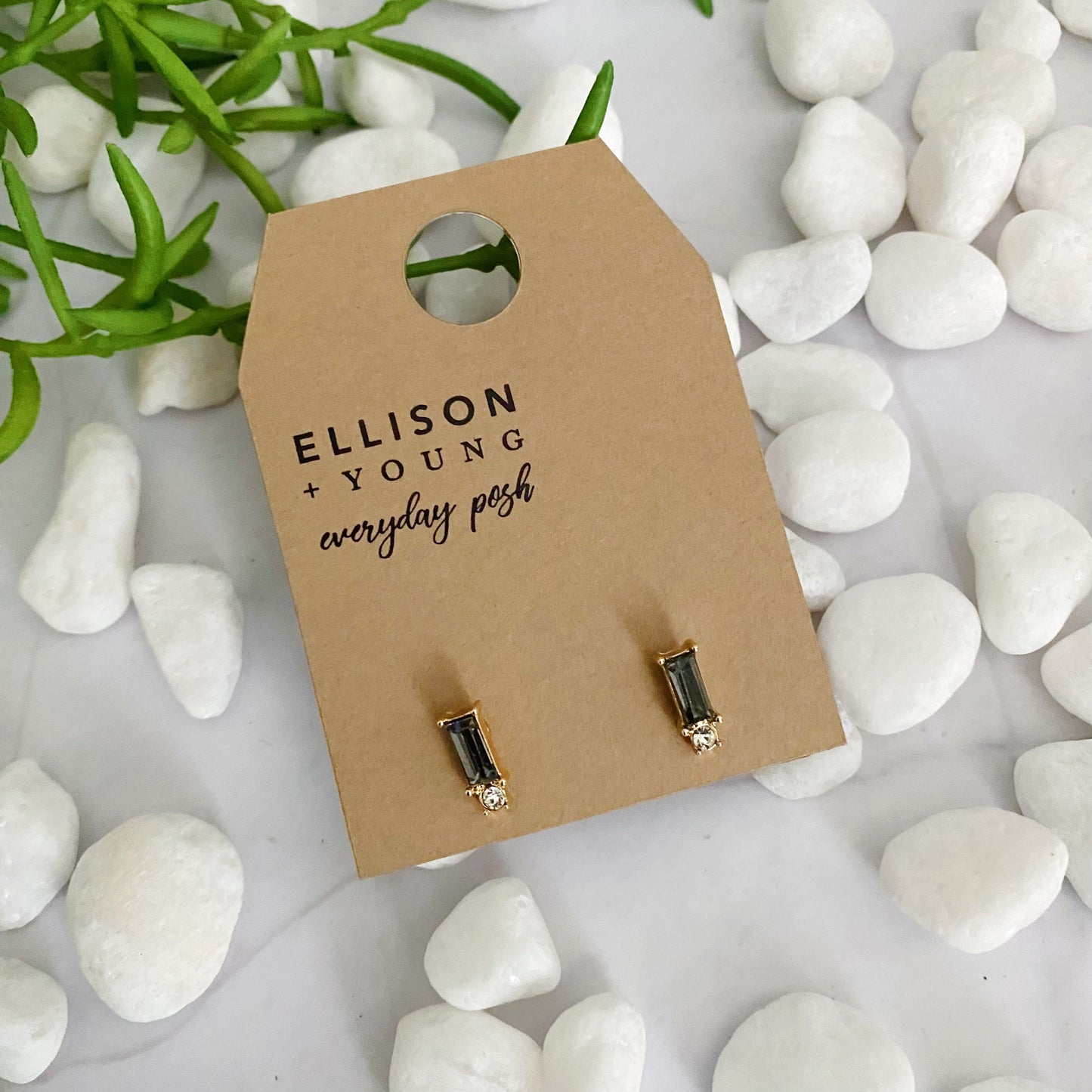 Baguette Cut Stone Stud Earrings by Ellisonyoung.com