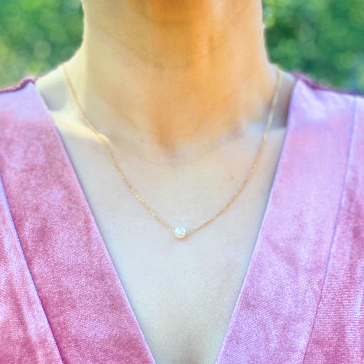 Dainty Single Pearl Necklace by Ellisonyoung.com
