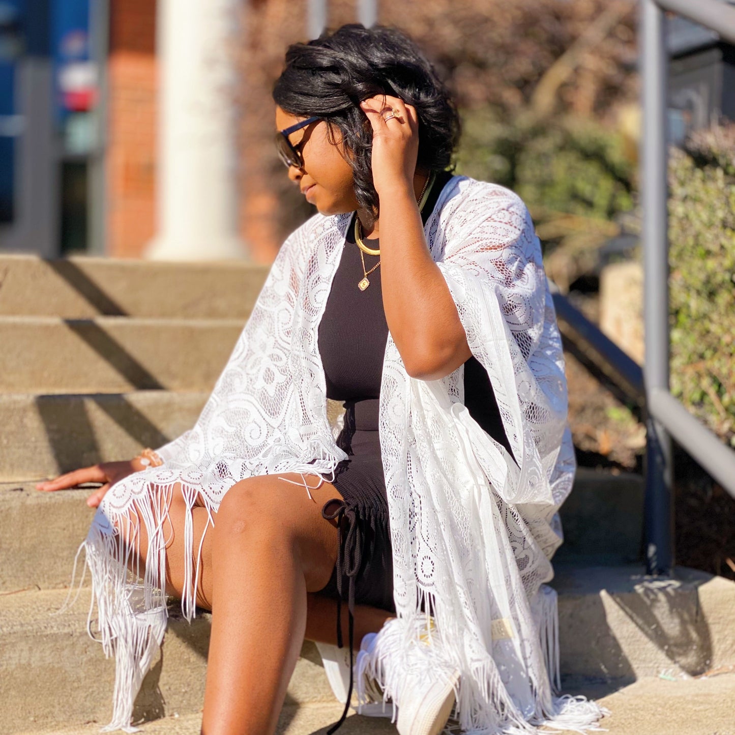 Elegant Lace Fringed Kimono by Ellisonyoung.com