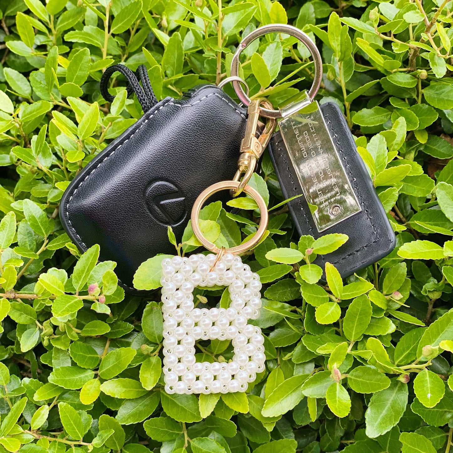 Hand Knitted Retro Pearl Initial Key Chain by Ellisonyoung.com