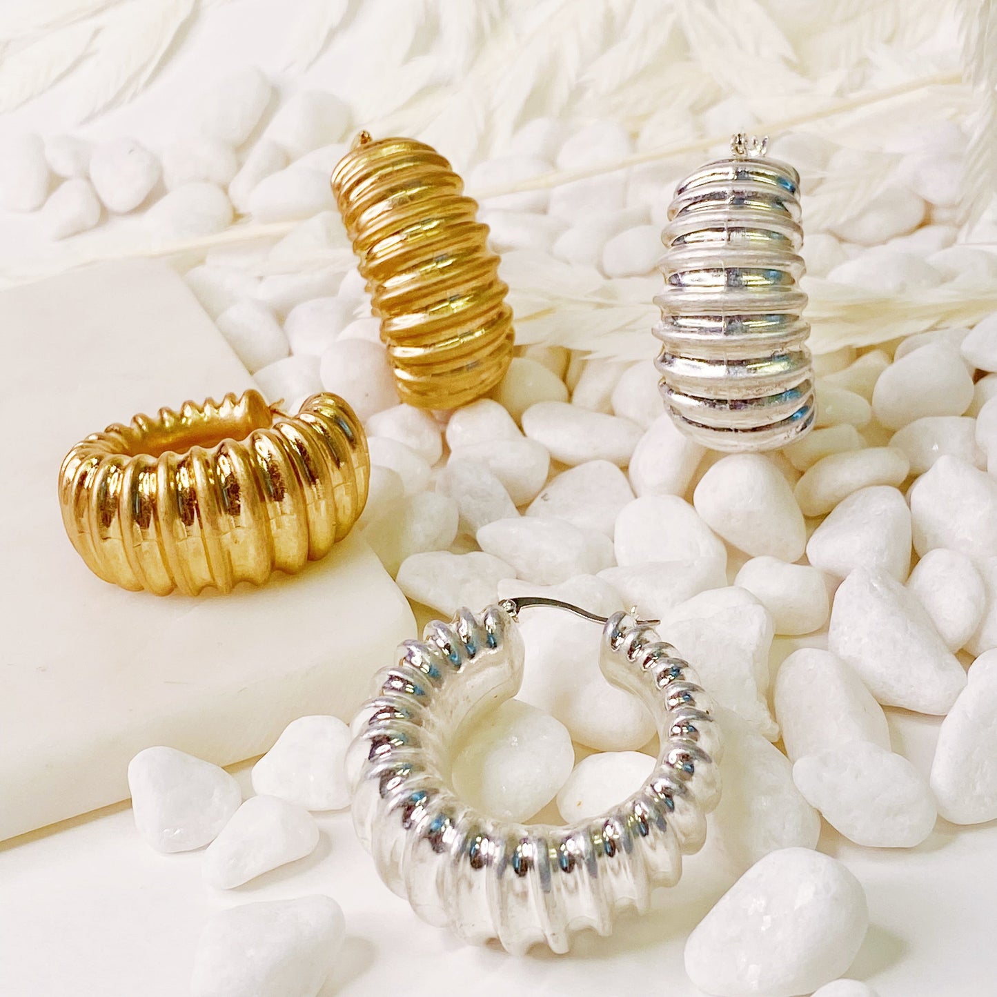 Bold In Pleats Hoop Earrings by Ellisonyoung.com