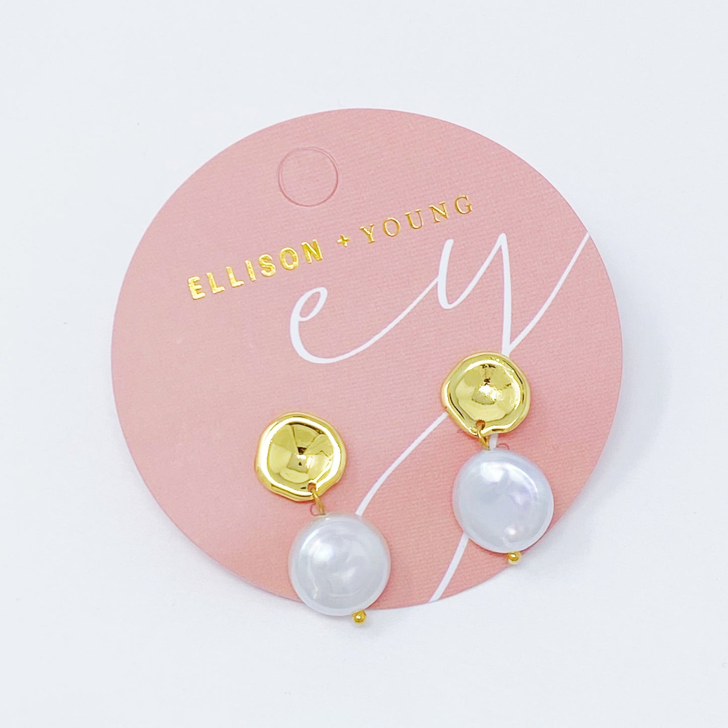 Golden Shell Pearl Drop Earrings by Ellisonyoung.com