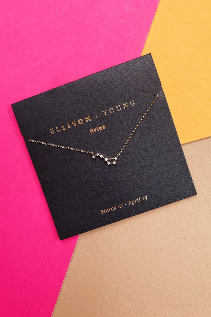 Gold Zodiac jewelry, pendant necklaces for women, zodiac necklace, personalized necklace from Online Jewelry Boutique Ellison + Young