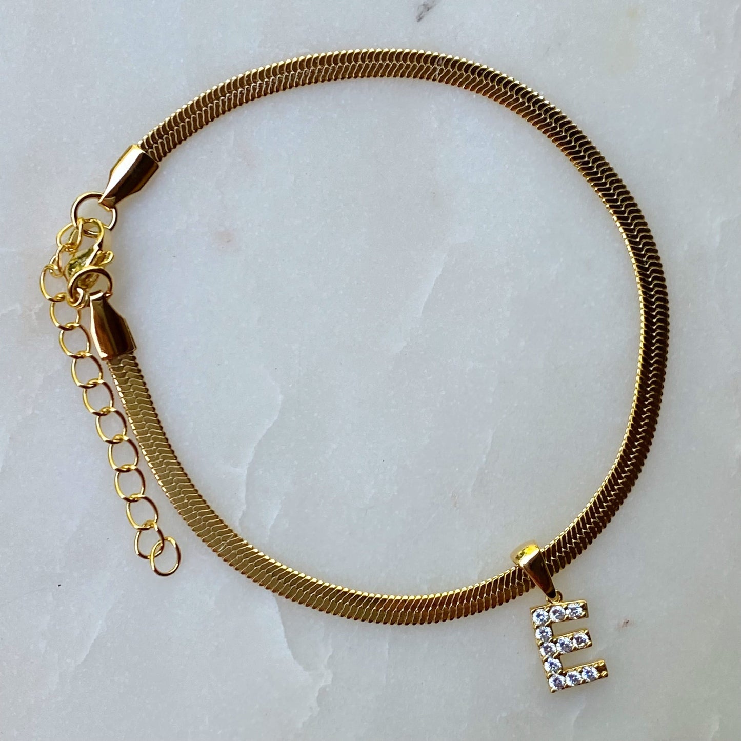 Herringbone Chain Initial Anklet by Ellisonyoung.com