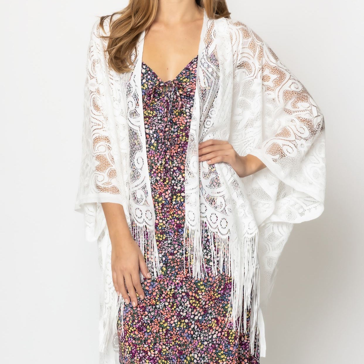 Elegant Lace Fringed Kimono by Ellisonyoung.com