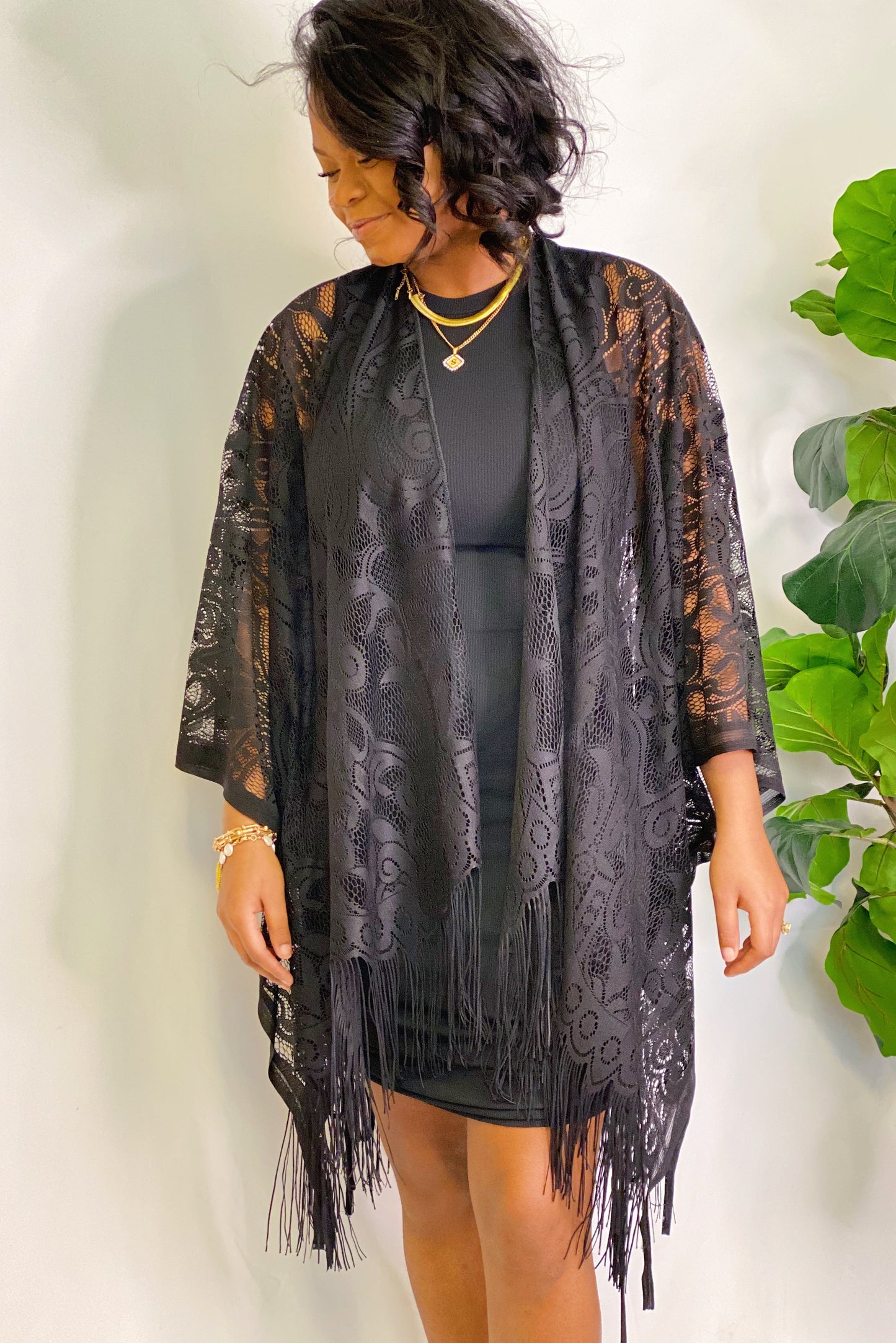 Elegant Lace Fringed Kimono by Ellisonyoung.com