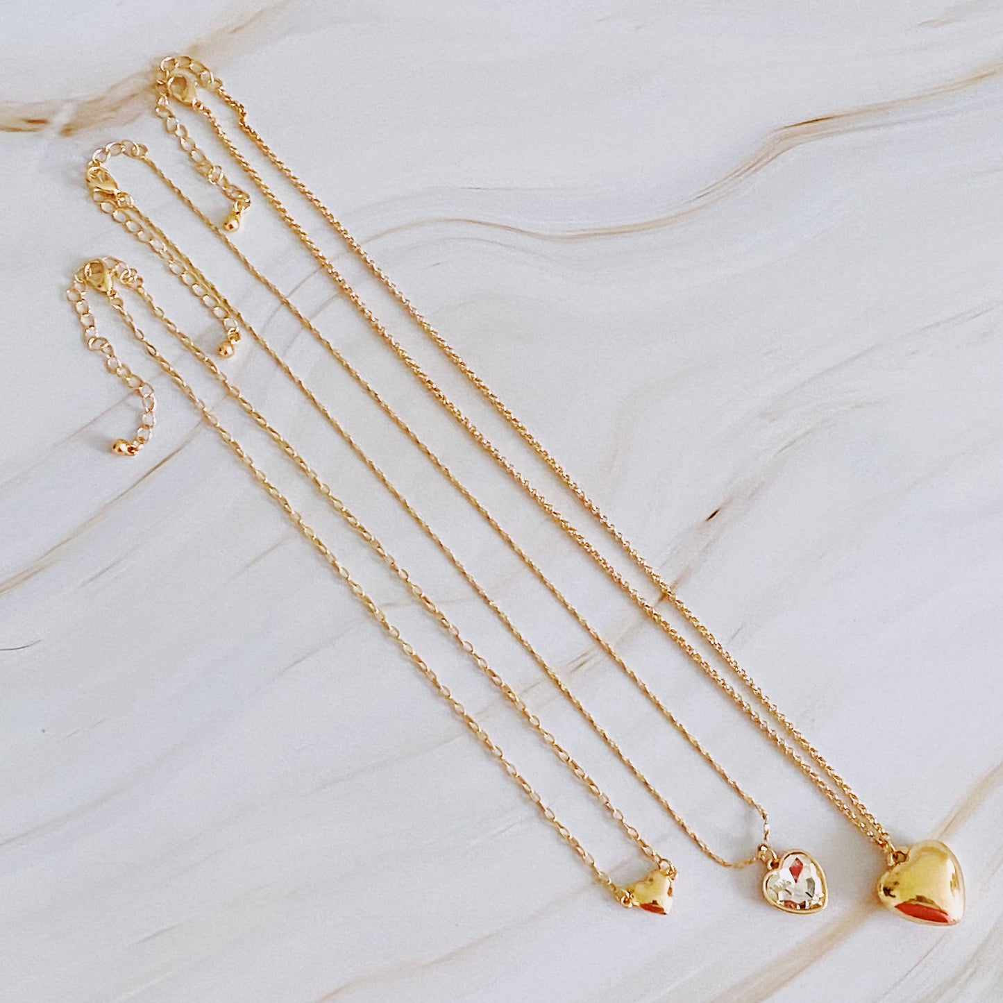 Triple Heart Pendant Necklace Set Of 3 by Ellisonyoung.com