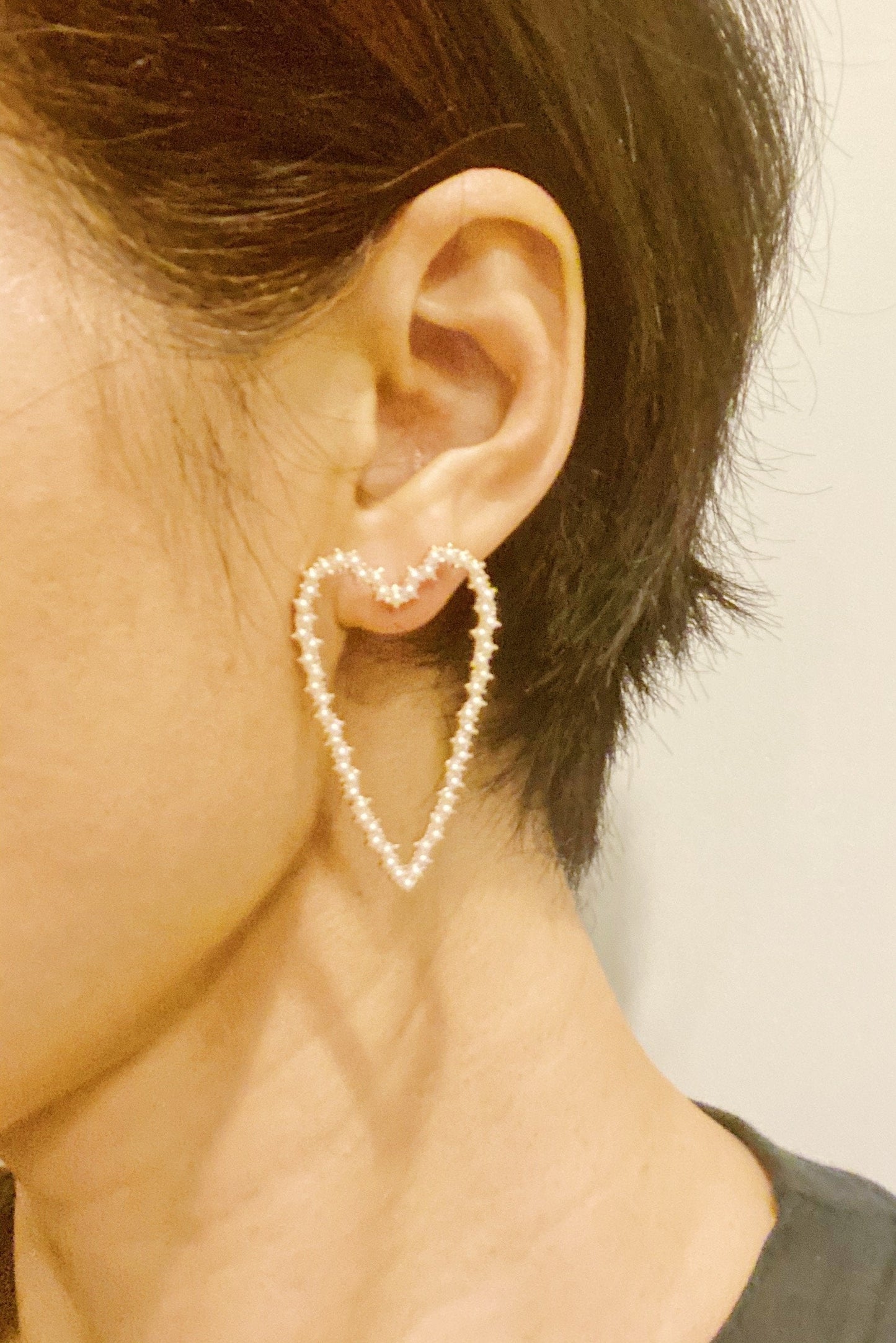 Pearl Encrusted Heart Earrings by Ellisonyoung.com