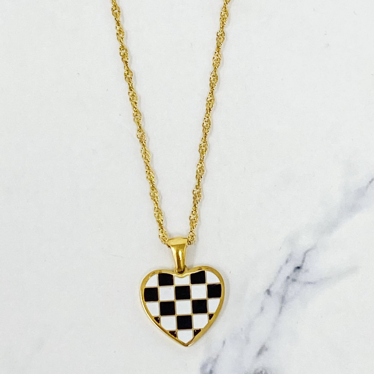Checkered Heart Necklace by Ellisonyoung.com