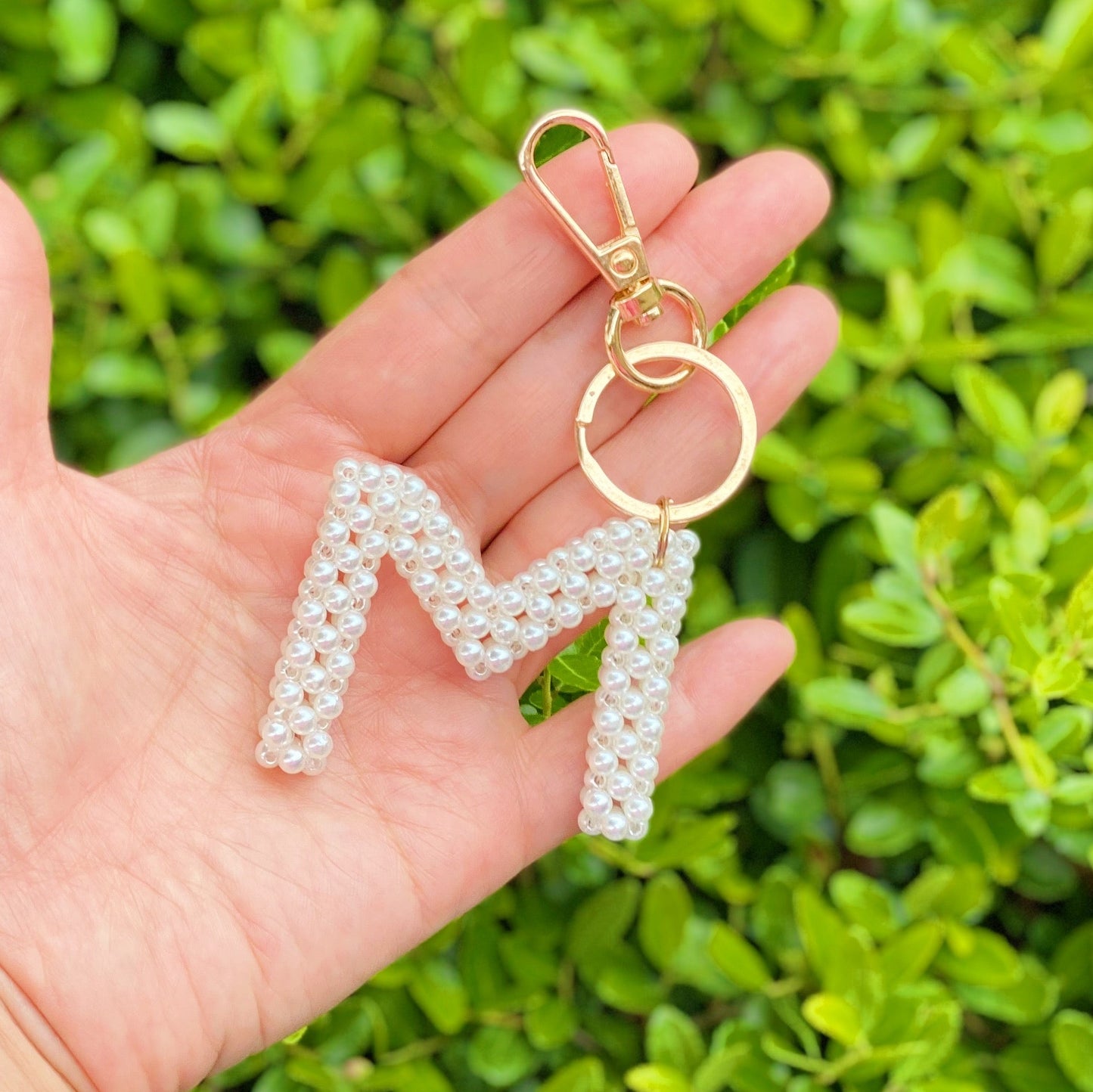 Hand Knitted Retro Pearl Initial Key Chain by Ellisonyoung.com
