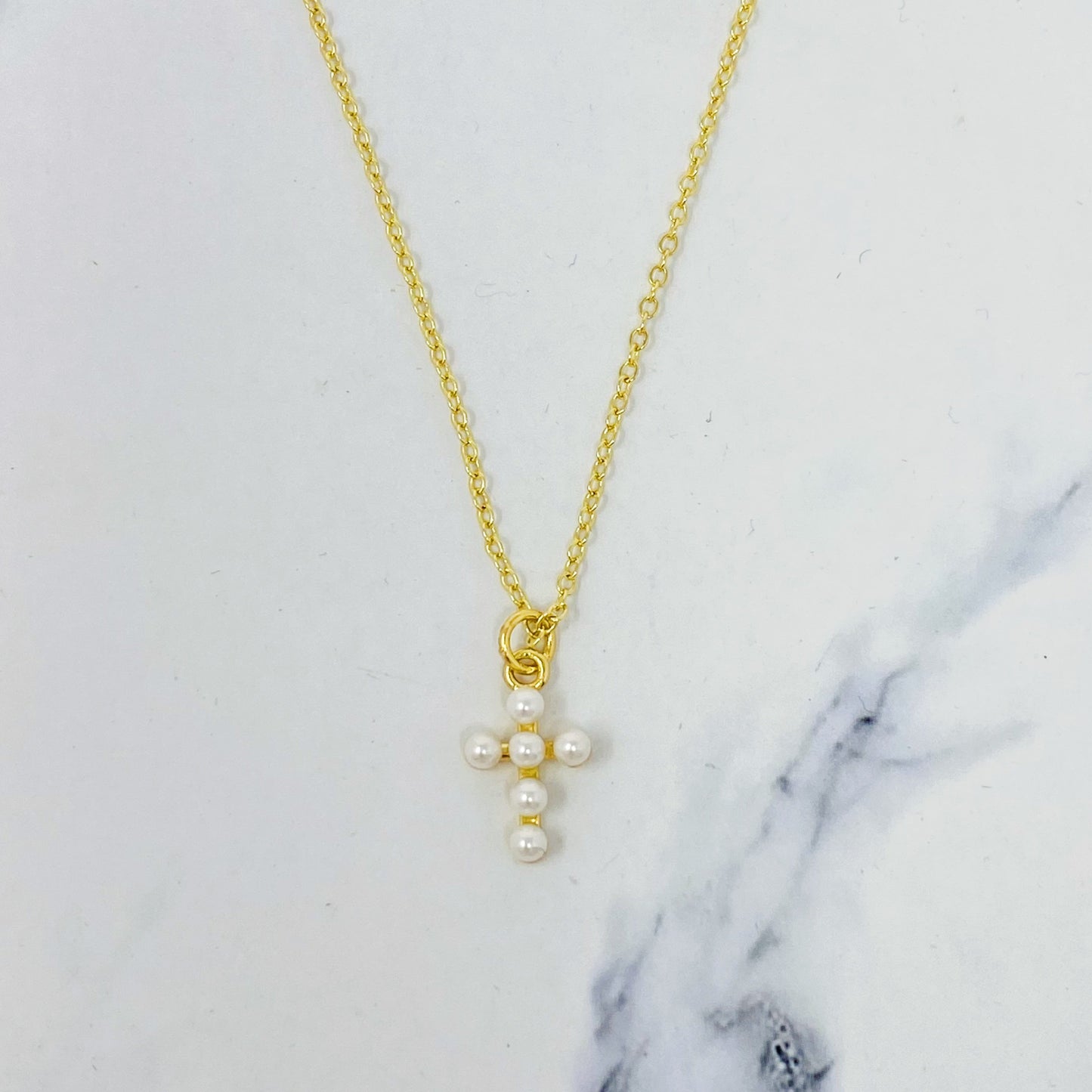 Shell Pearl Cross Necklace by Ellisonyoung.com