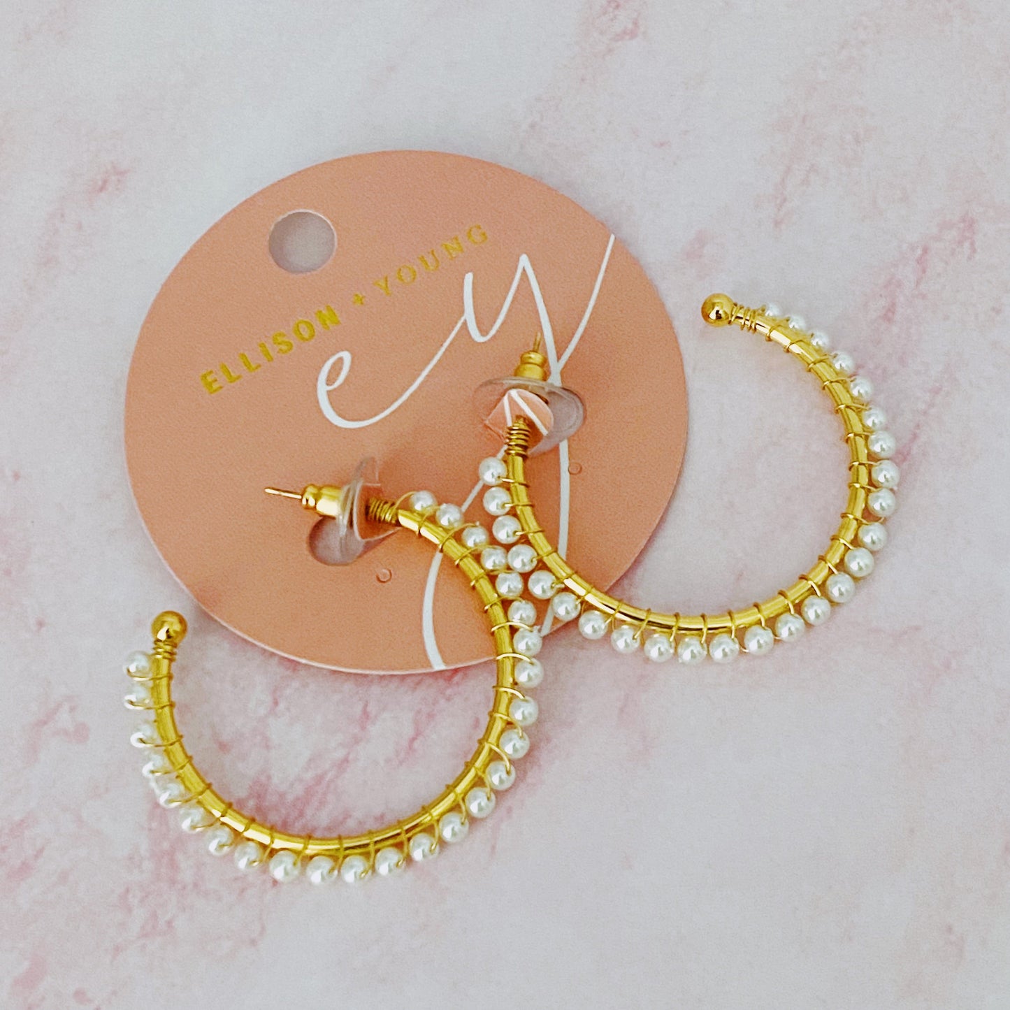 Precious Pearl Bead Hoop Earrings by Ellisonyoung.com