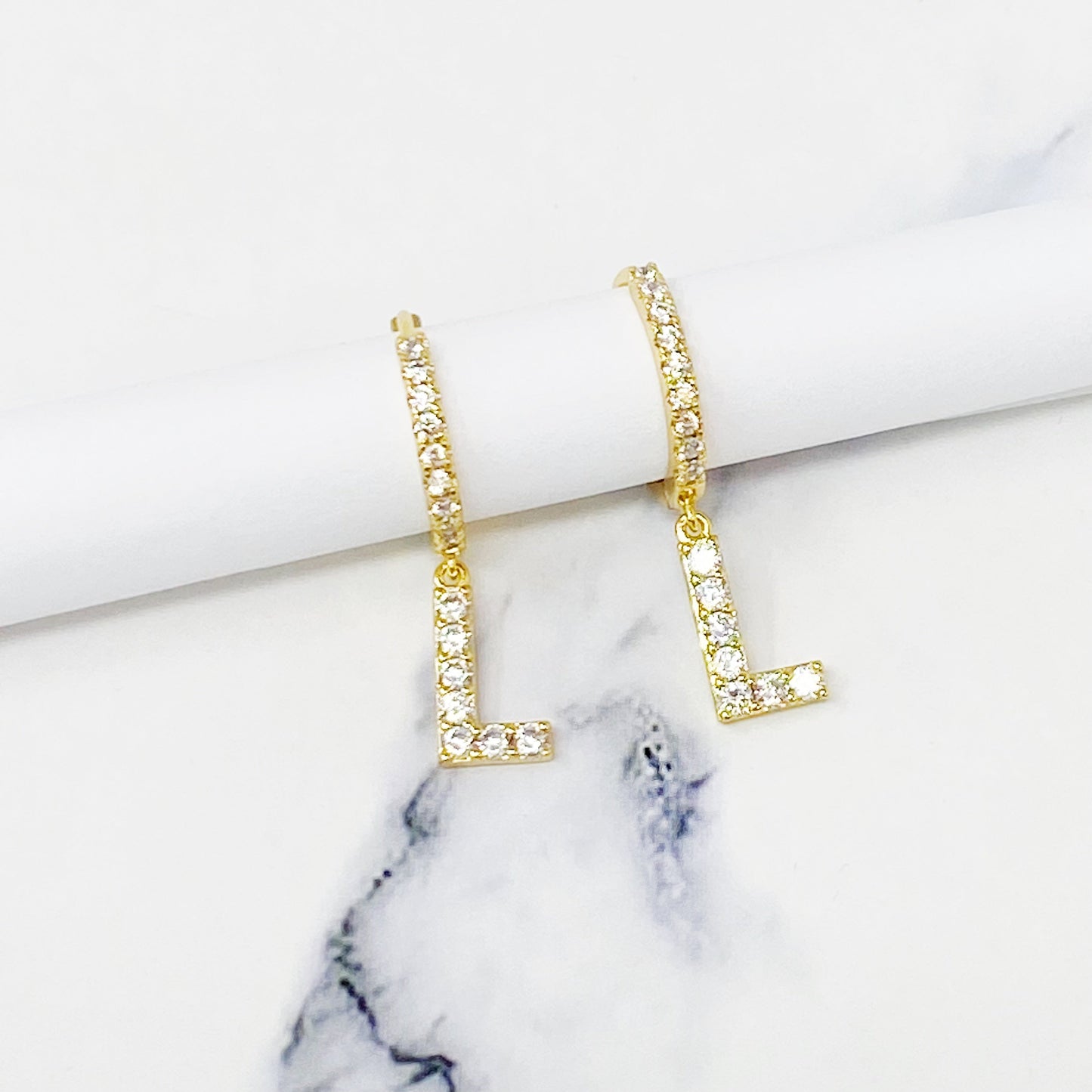 Crystal Initial Drop Earrings by Ellisonyoung.com