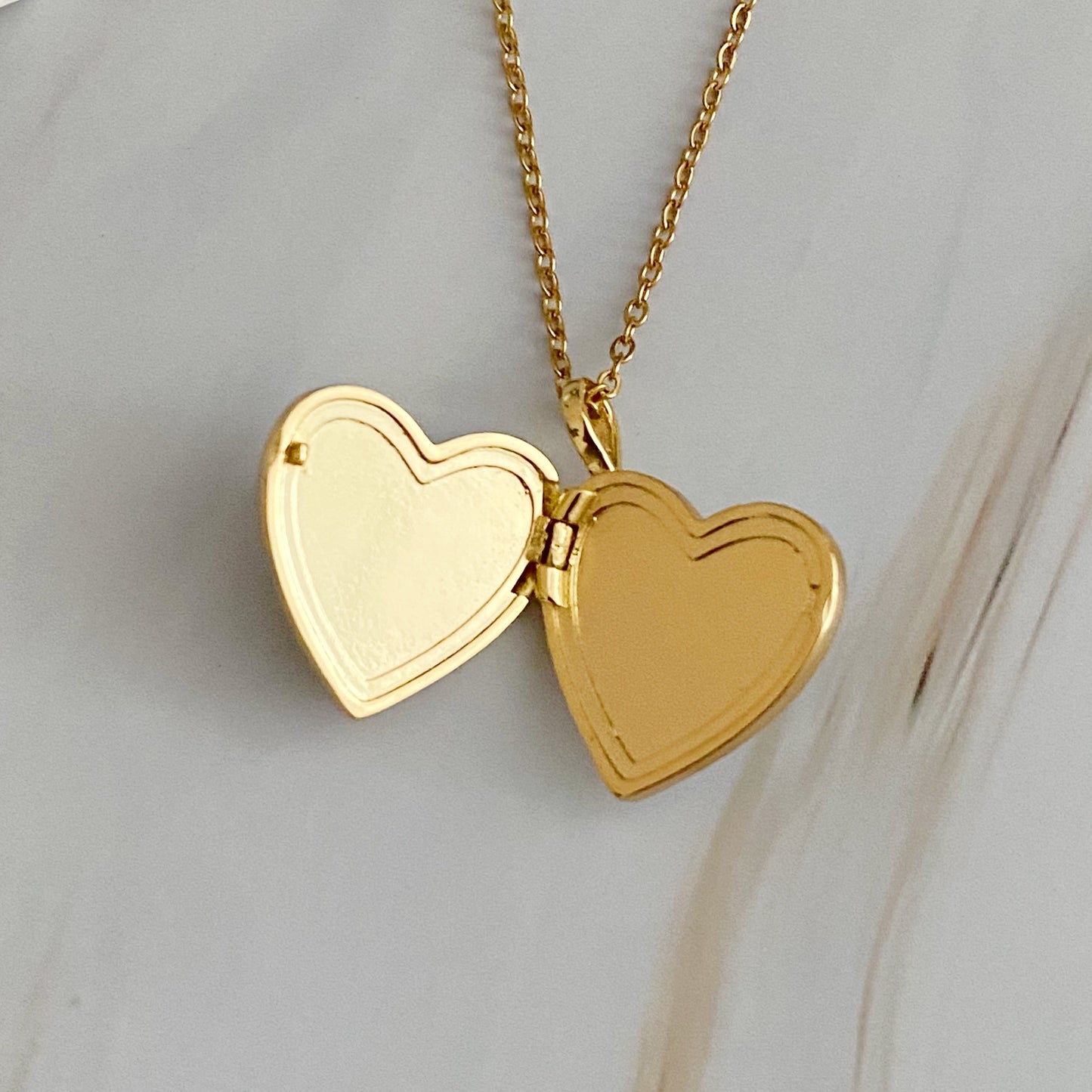 Shell Heart Locket Pendant Necklace by Ellisonyoung.com