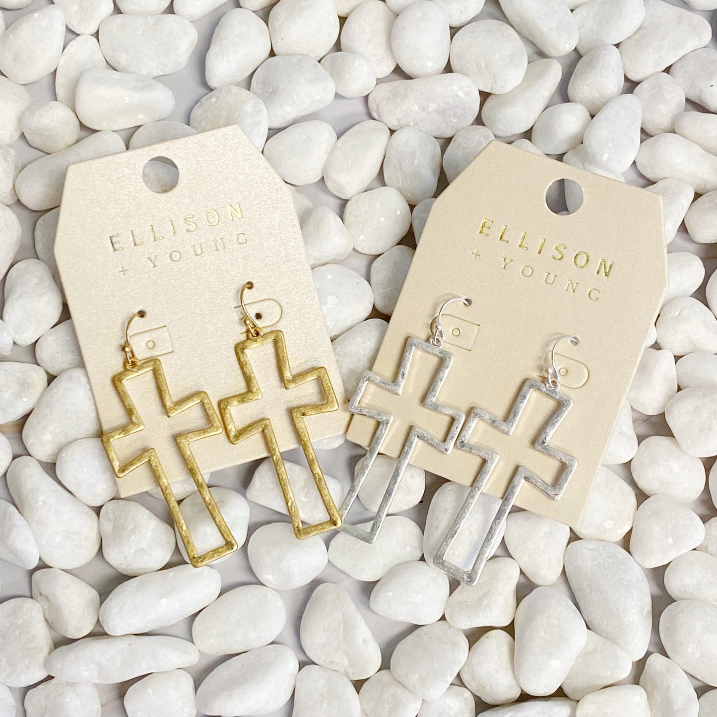 Dangle Cross Outlined Earrings by Ellisonyoung.com