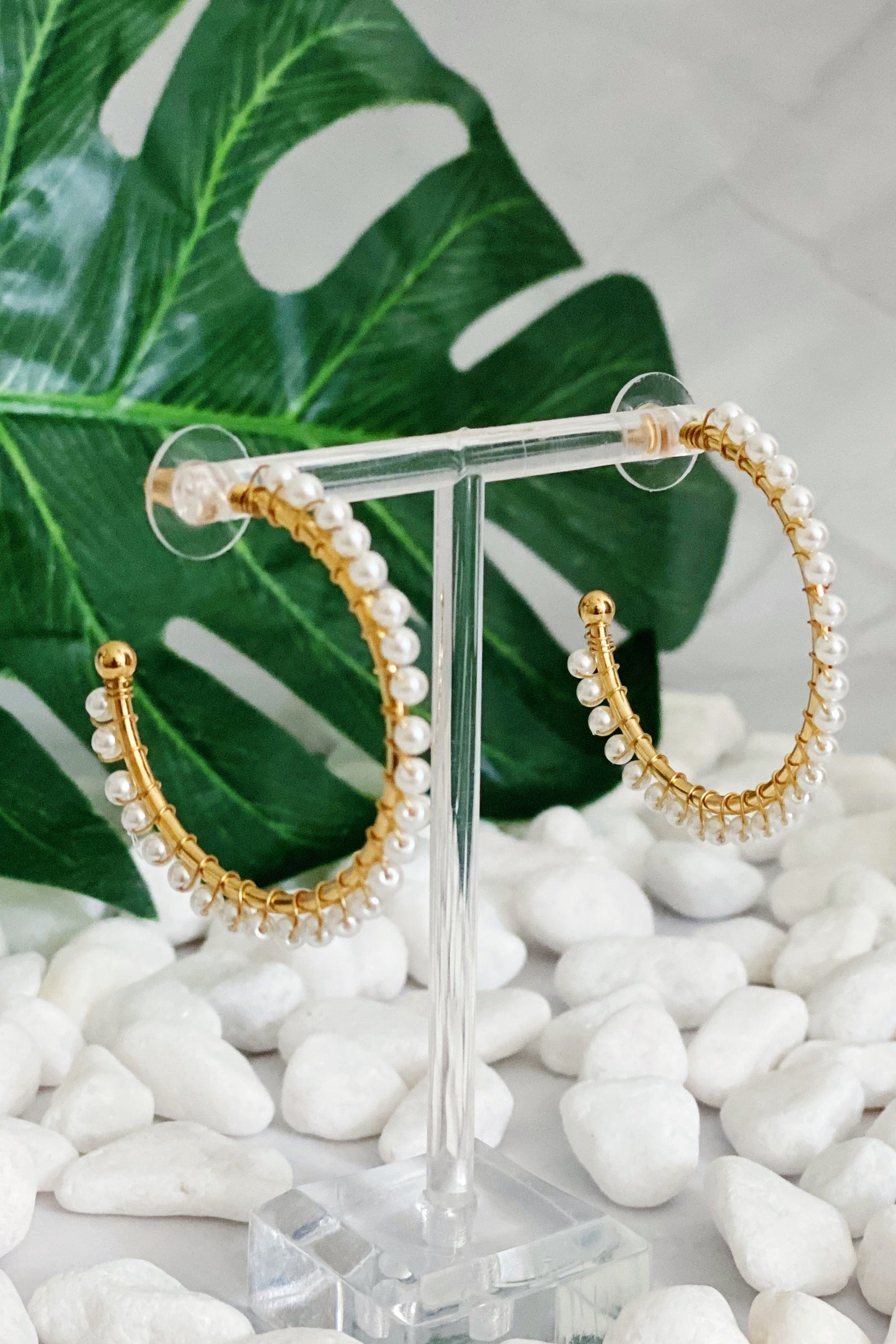 Precious Pearl Bead Hoop Earrings by Ellisonyoung.com
