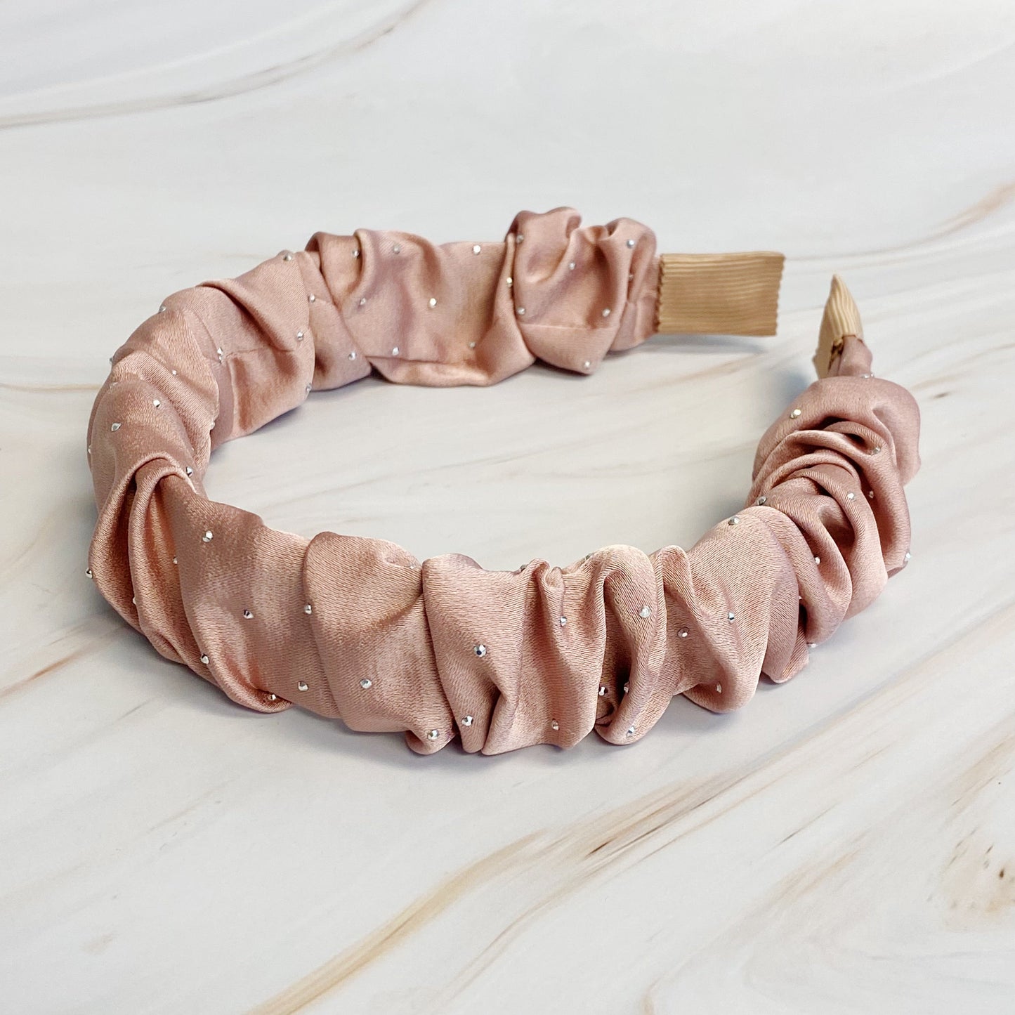 Scrunched Satin Jewel Dotted Headband by Ellisonyoung.com