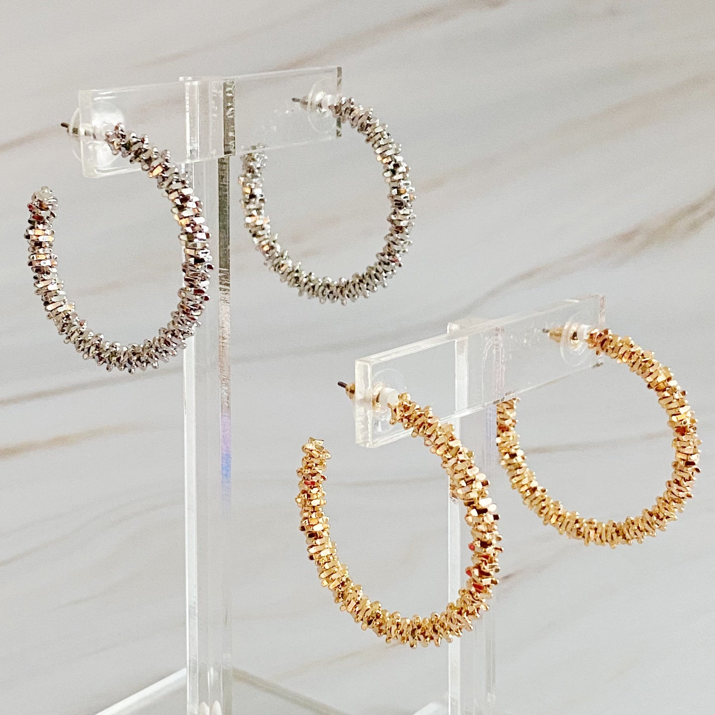 Golden Pebbles Hoop Earrings by Ellisonyoung.com