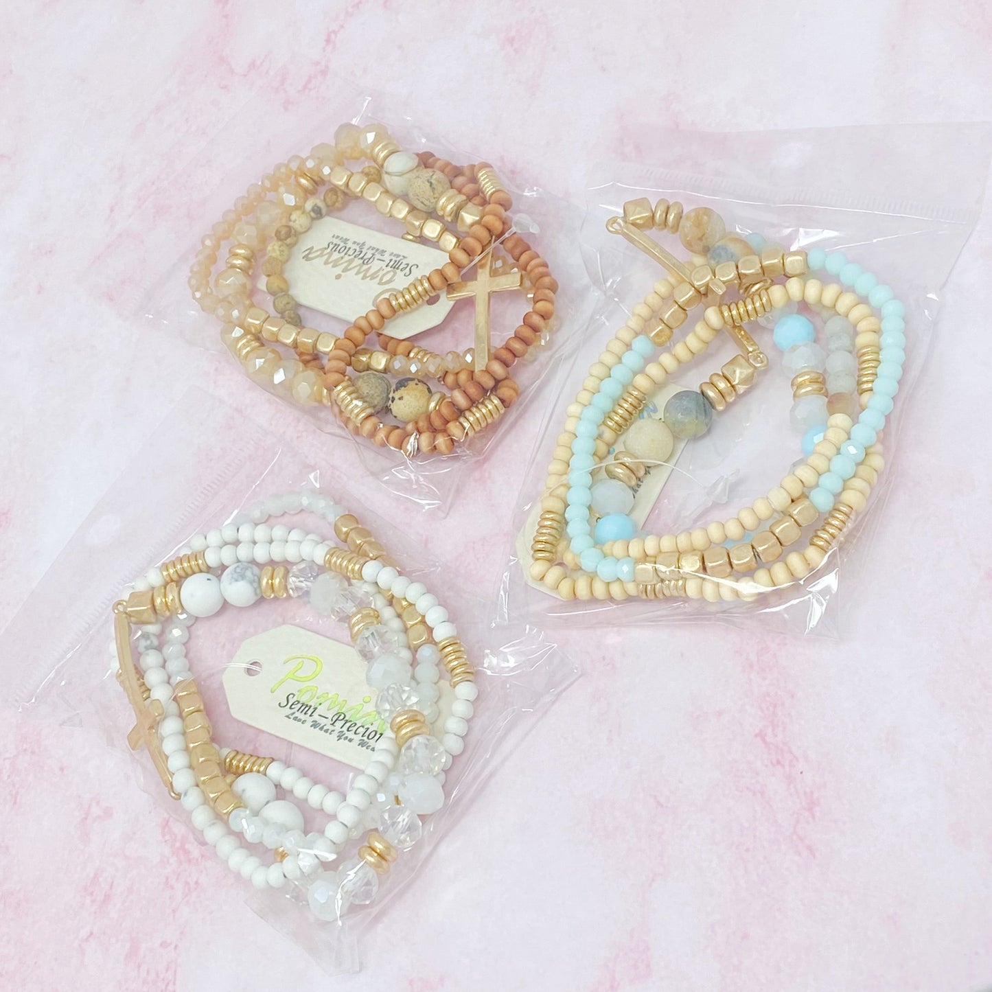 Set Of 4, Stone And Wooden Beads Bracelet by Ellisonyoung.com