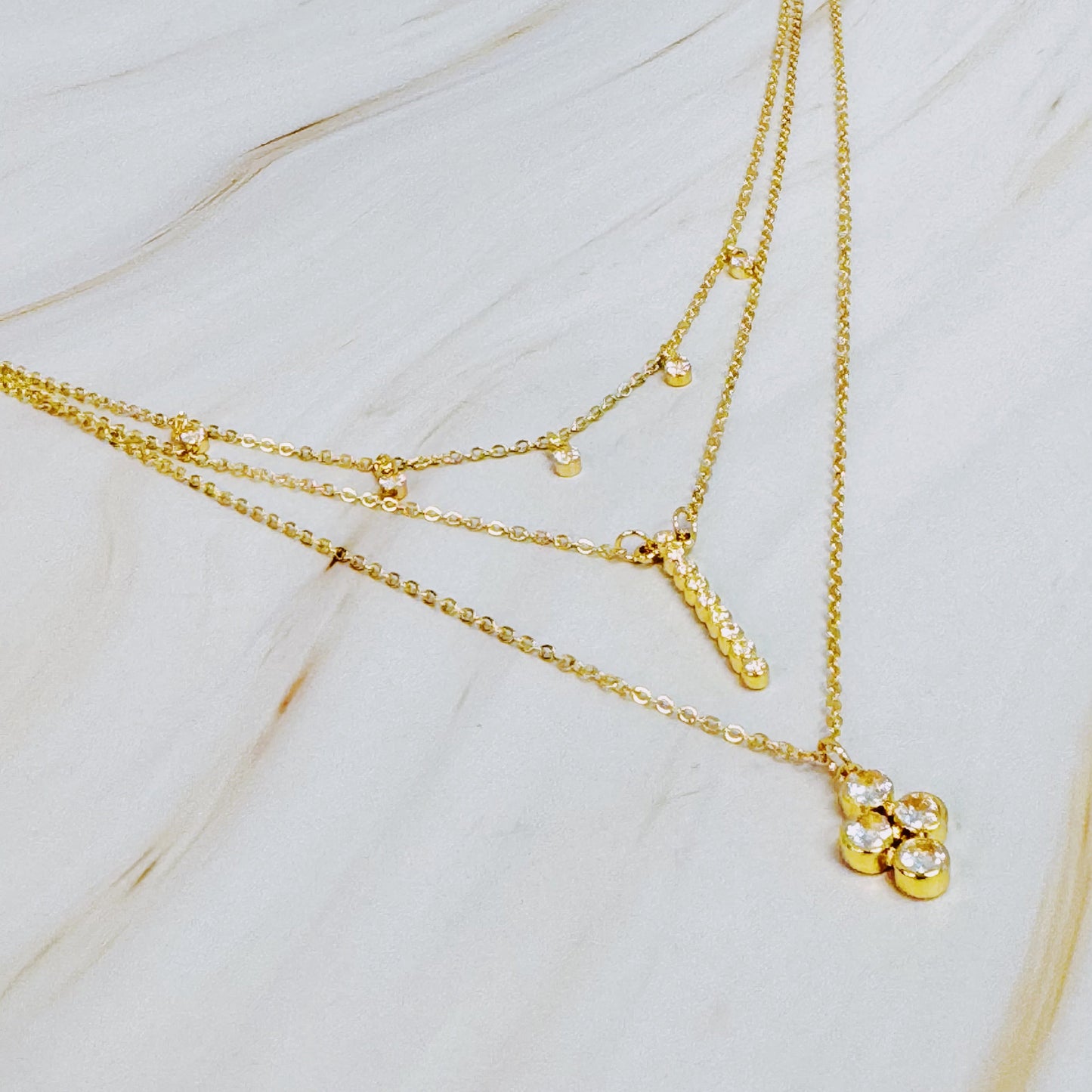 Bezel Crystals Layered Chain Necklace by Ellisonyoung.com